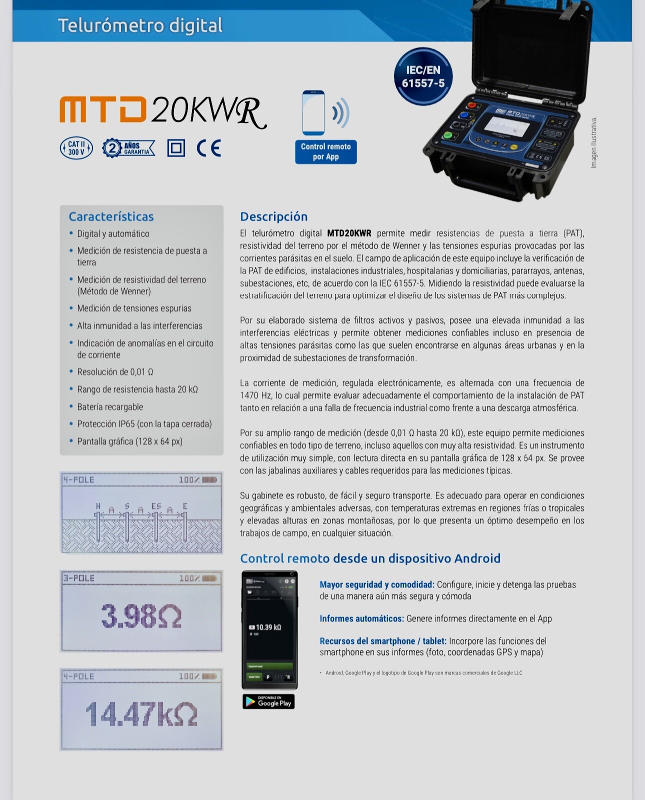 Tentech Megabras MTD20KWR Earth Tester Telurometer 20kV Digital Reliable