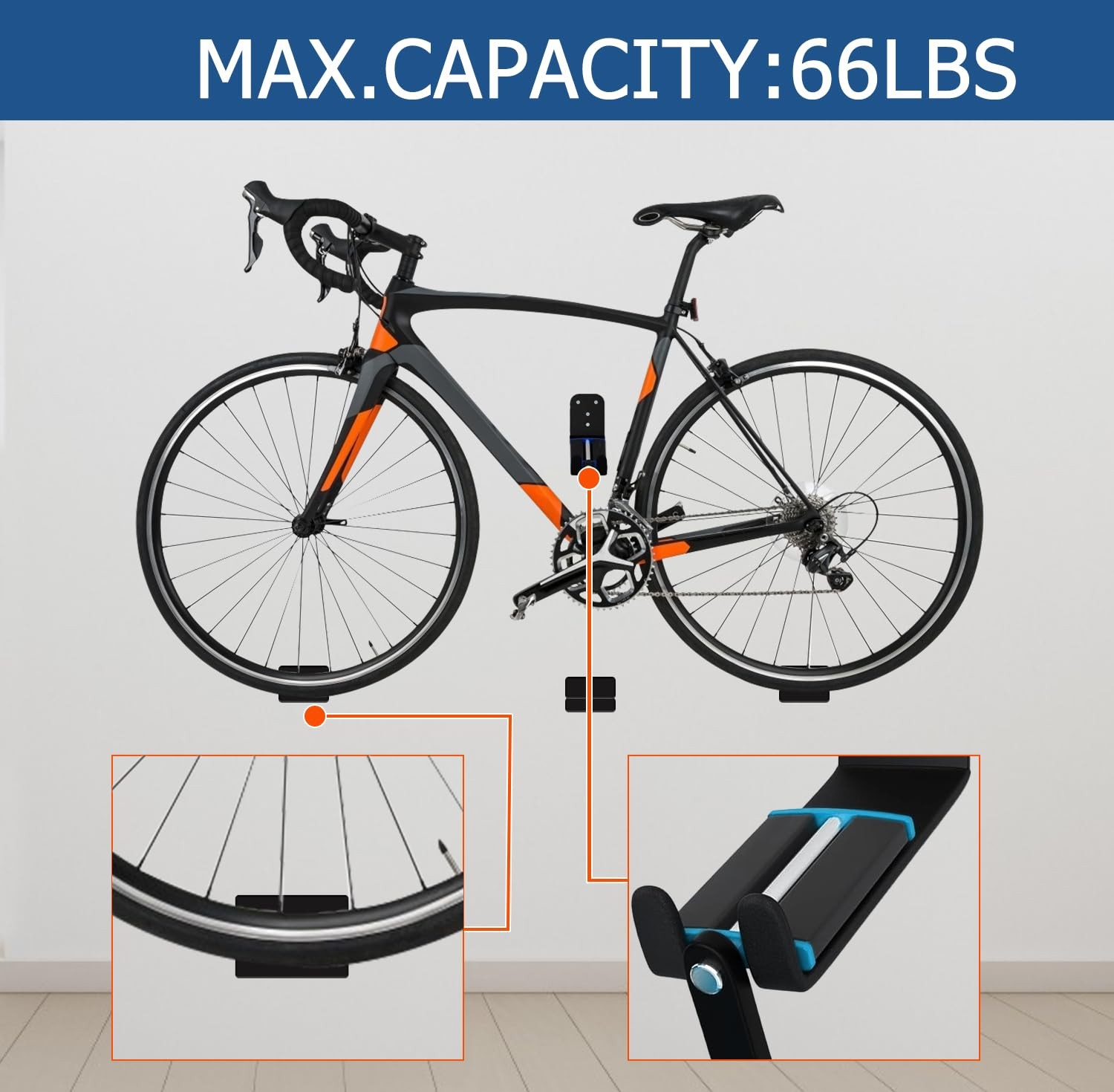 Bike Pedal Hanger Wall Mount,Heavy Duty Horizontal Bike Rack for Garage Wall