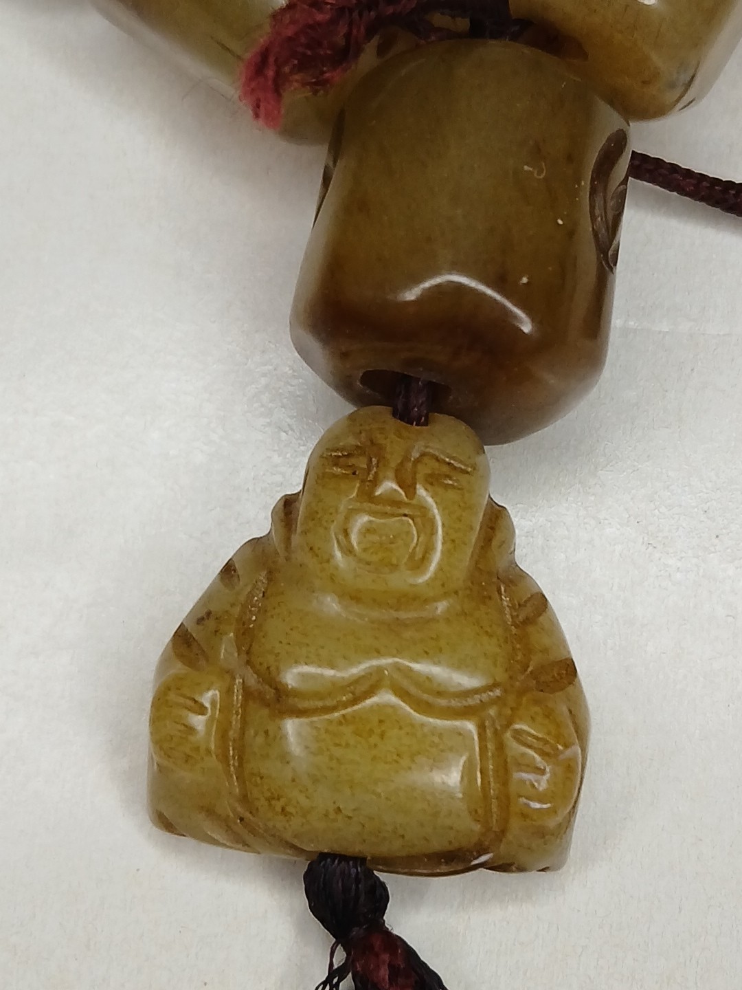 Antique Vtg Original China Tibetan Carved Prayer Jade Beads Buddha