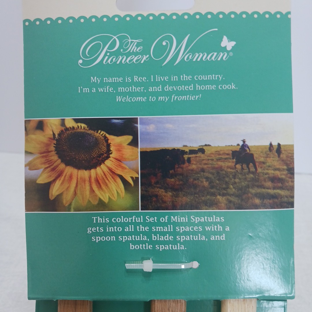 The Pioneer Woman Mini Silicone Spatula Acadia Wood Handle 3 Piece Set New!