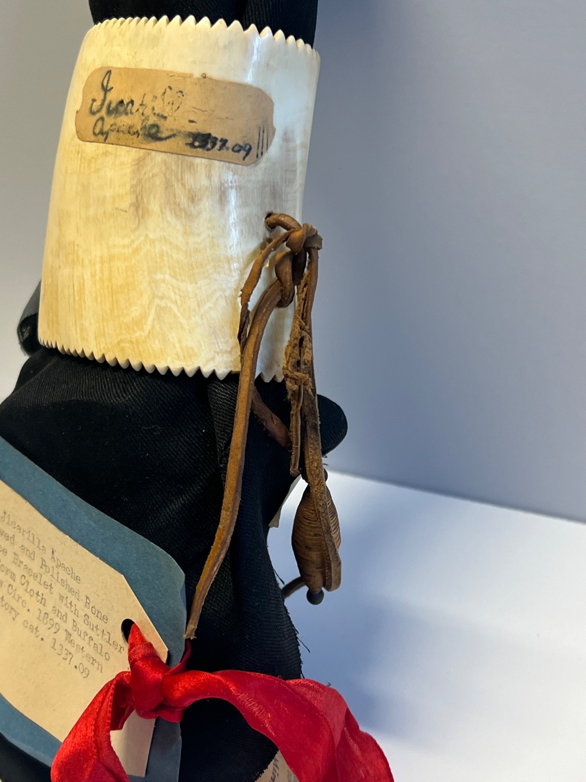 Original Native American Apache Indian Carved Ceremonial Dance Bracelet; Papers