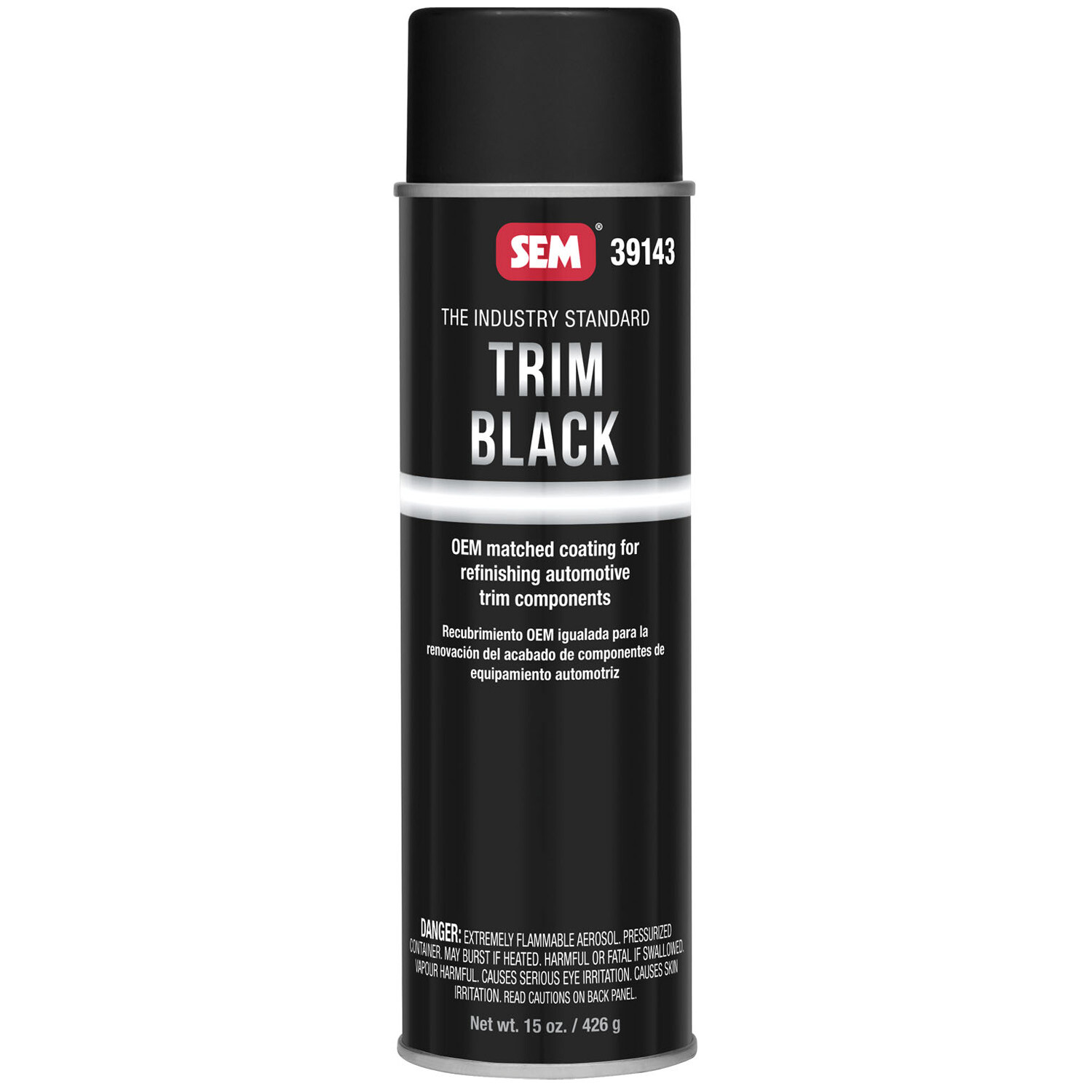 15 oz SEM Trim Black Acrylic Spray Paint for Car Exterior 39143 - Aerosol Can