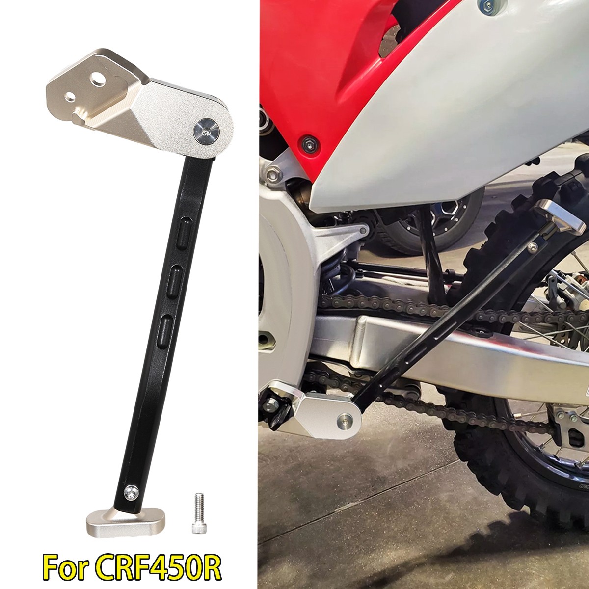 Black Side Stand Add-On Kickstand Compatible For Honda 2013–2024 CRF450R