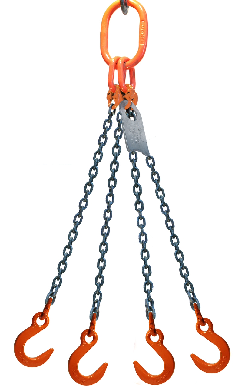 Chain Sling - 9/32" x 5' Quad Leg with Foundry Hook - Grade 100