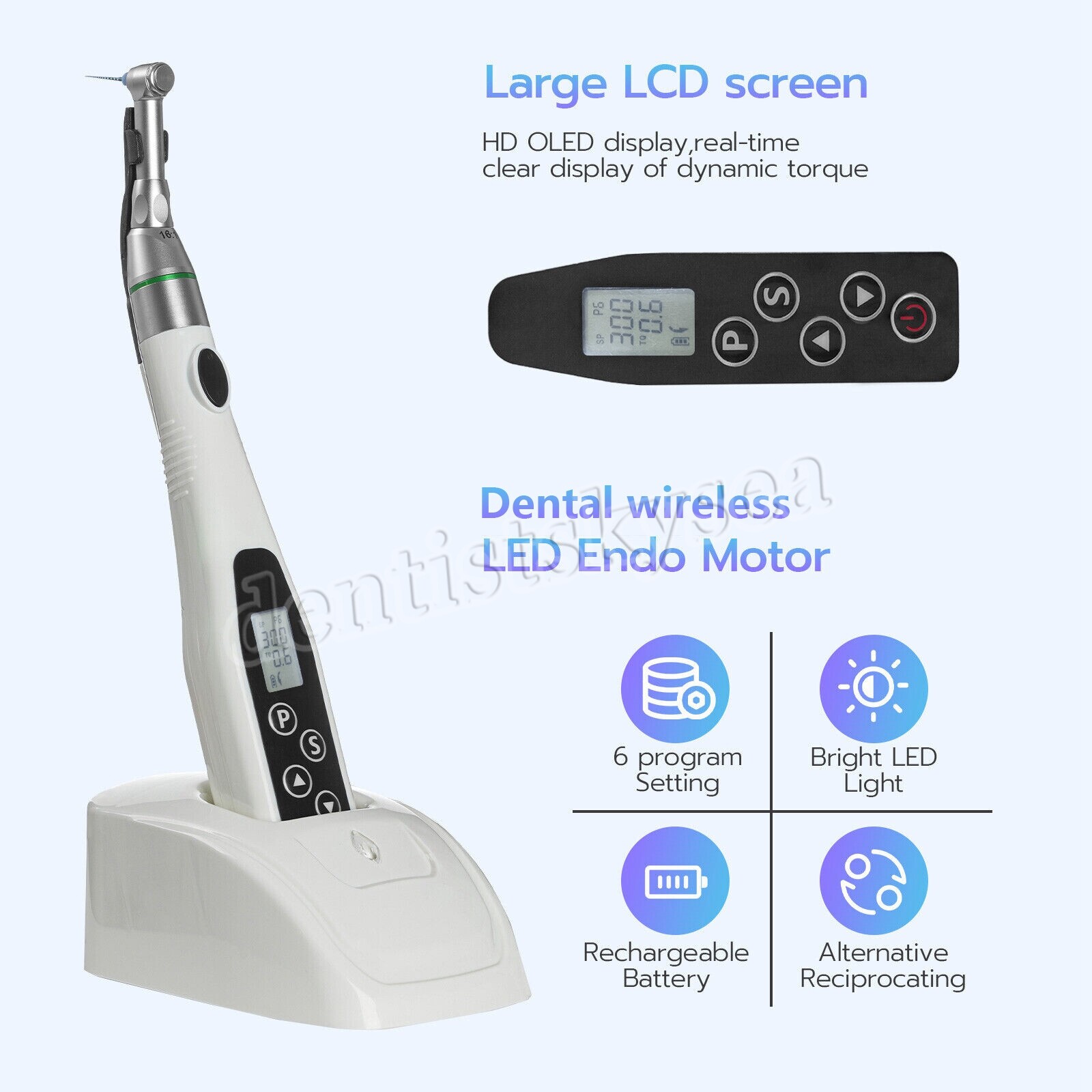 Wireless LED Dental Endodontic​ Endo Motor Root Canal 16:1 Mini Head Handpiece
