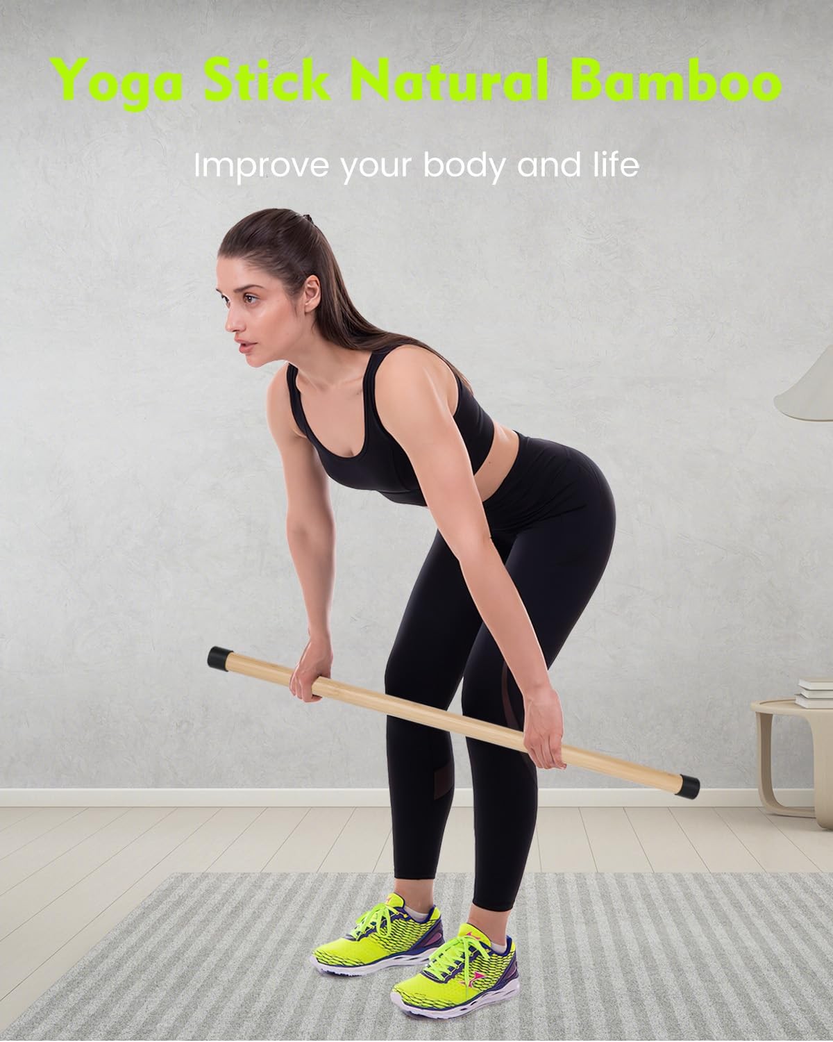 5ft Yoga Stick for Mobility Stretching Pilates Balance Pole Exercise Dowel