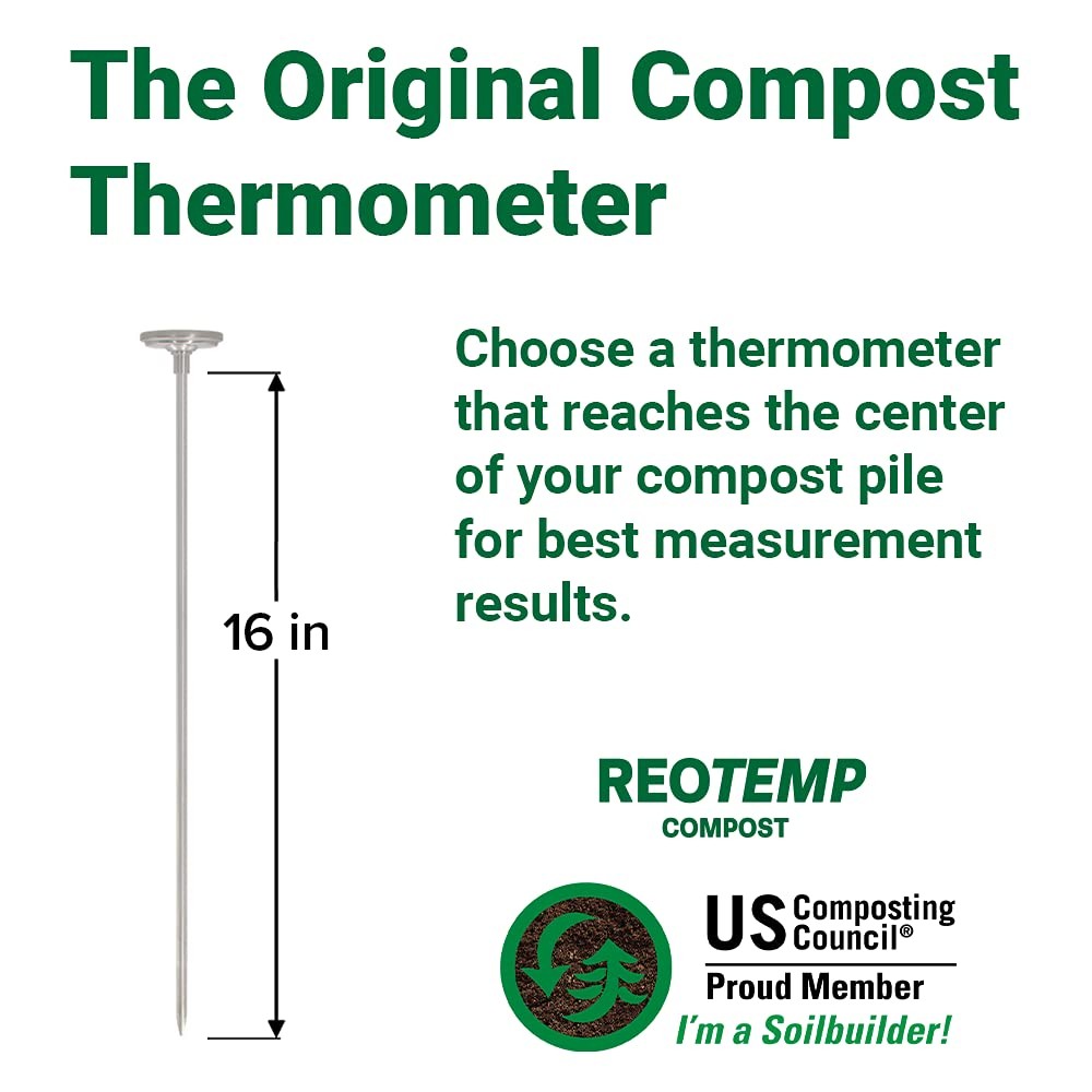 16 Inch Compost Thermometer Fahrenheit Outdoor Backyard Soil Temperature