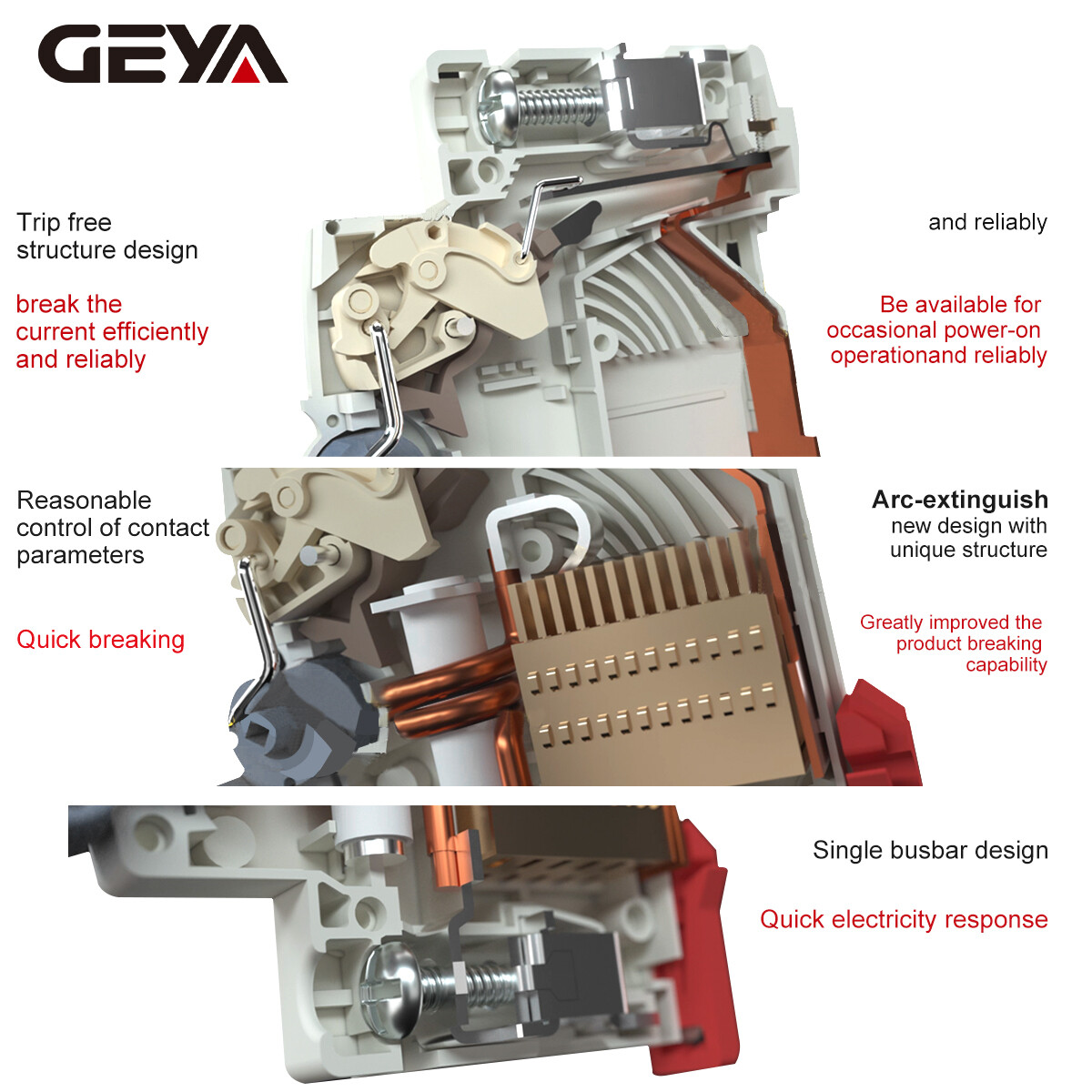 GEYA Solar DC Mini Circuit Breaker 1/2P MCB 6/10/16/25/32/40/50/63/80/100/125Amp