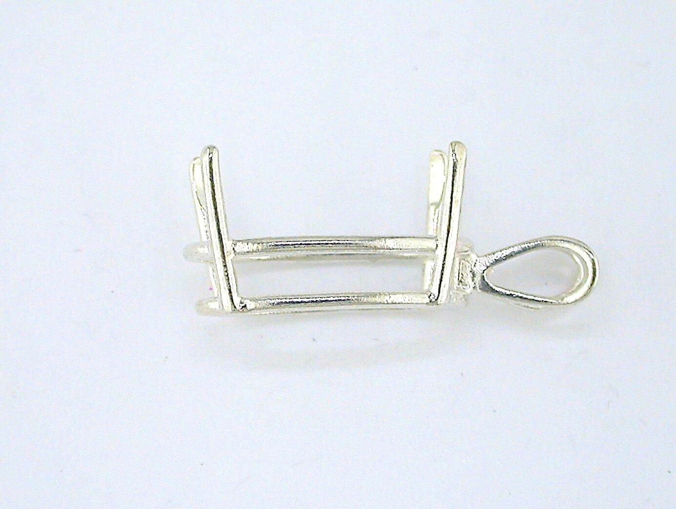 Oval 4 Prong Wire Mount Pendant Setting Sterling Silver