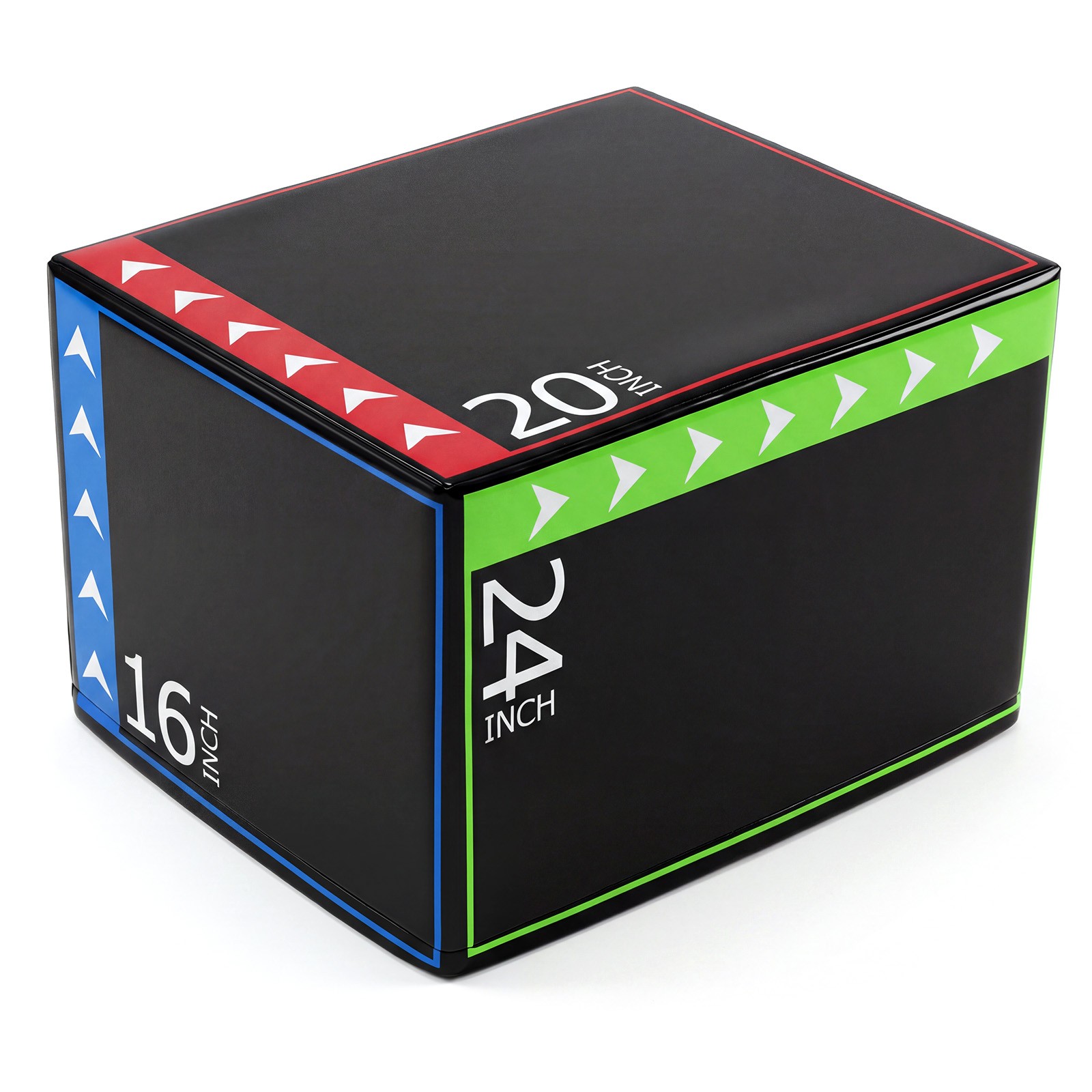 3-in-1 Plyometric Box,16” x 20” x 24” Soft Plyo Jump Box w/PU Cover for Training