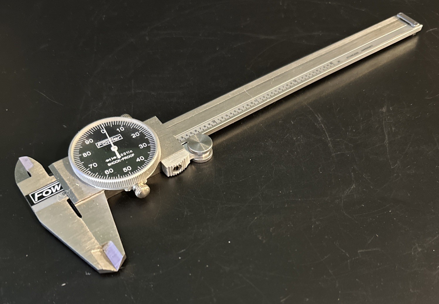 Fowler Premium 6” Dial Calipers .001” Resolution Black Face Stainless/Hardened