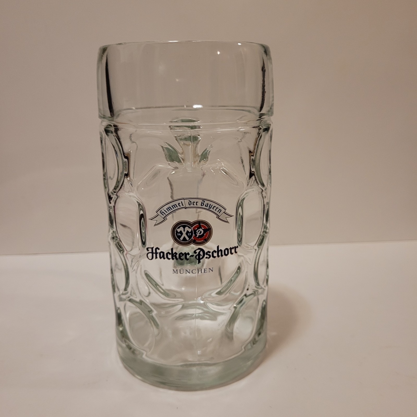 Large Hacker-Pschorr Munchen Beer Stein Mug 1 Liter Dimpled Glass