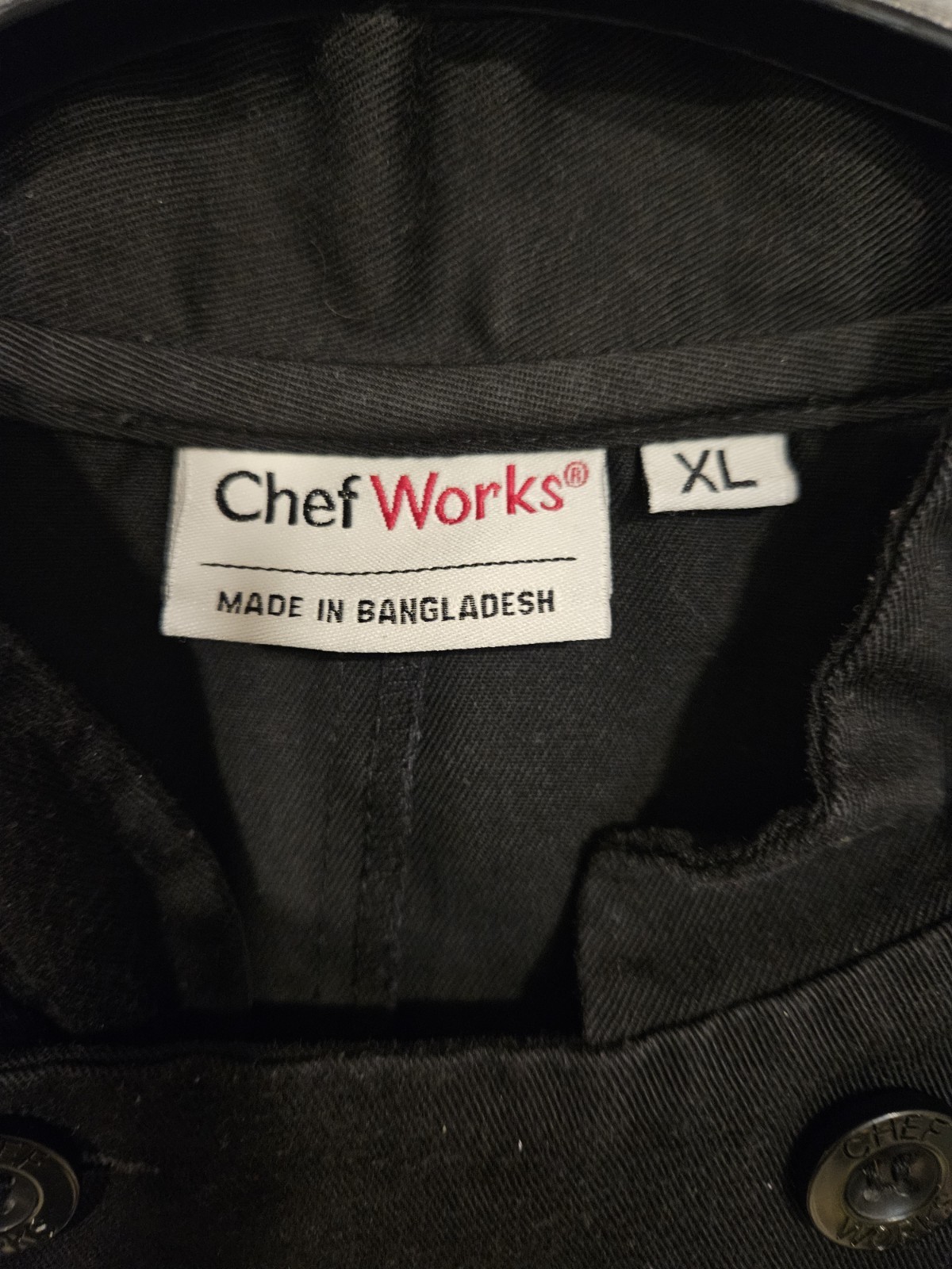 Chef Works Short Sleeve Chef Coat Men's XL Black Good Condition