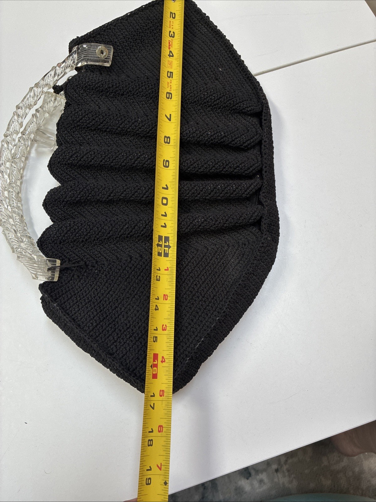 1930s Art Deco Crochet Handbag Clear Lucite Style Handle Provenance Depression