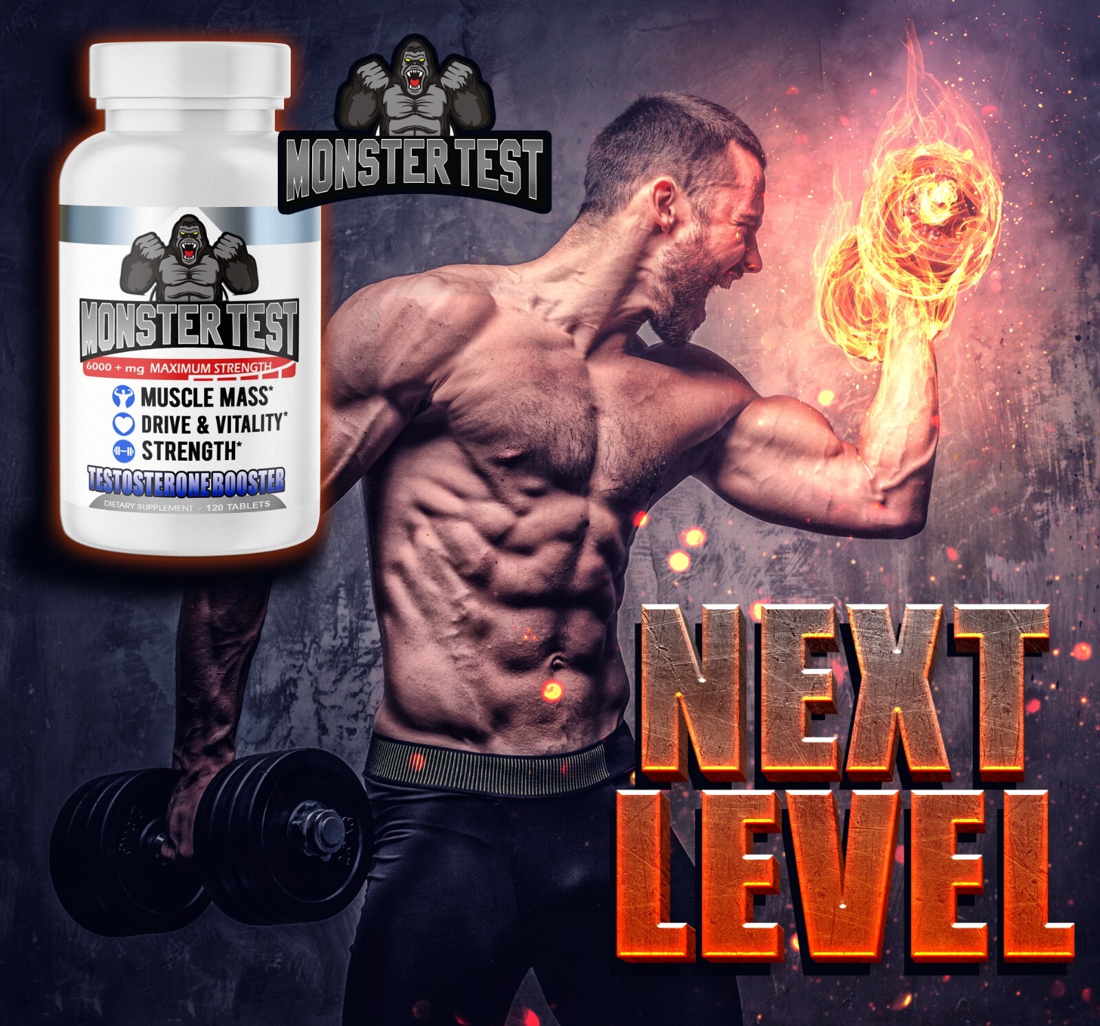 Testosteron Booster Monster Test for Men Testosterona 6,000+ MG Tablets 240ct