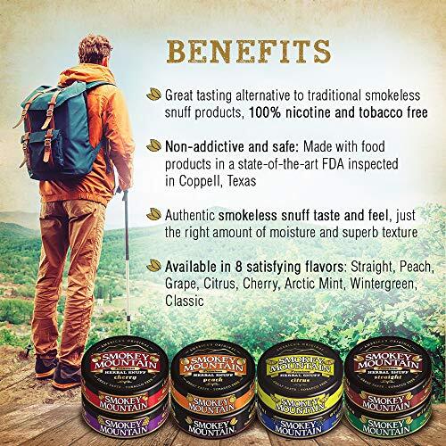 Smokey Mountain Herbal Snuff Nicotine-Free and Tobacco-Free Arctic Mint (10-C...