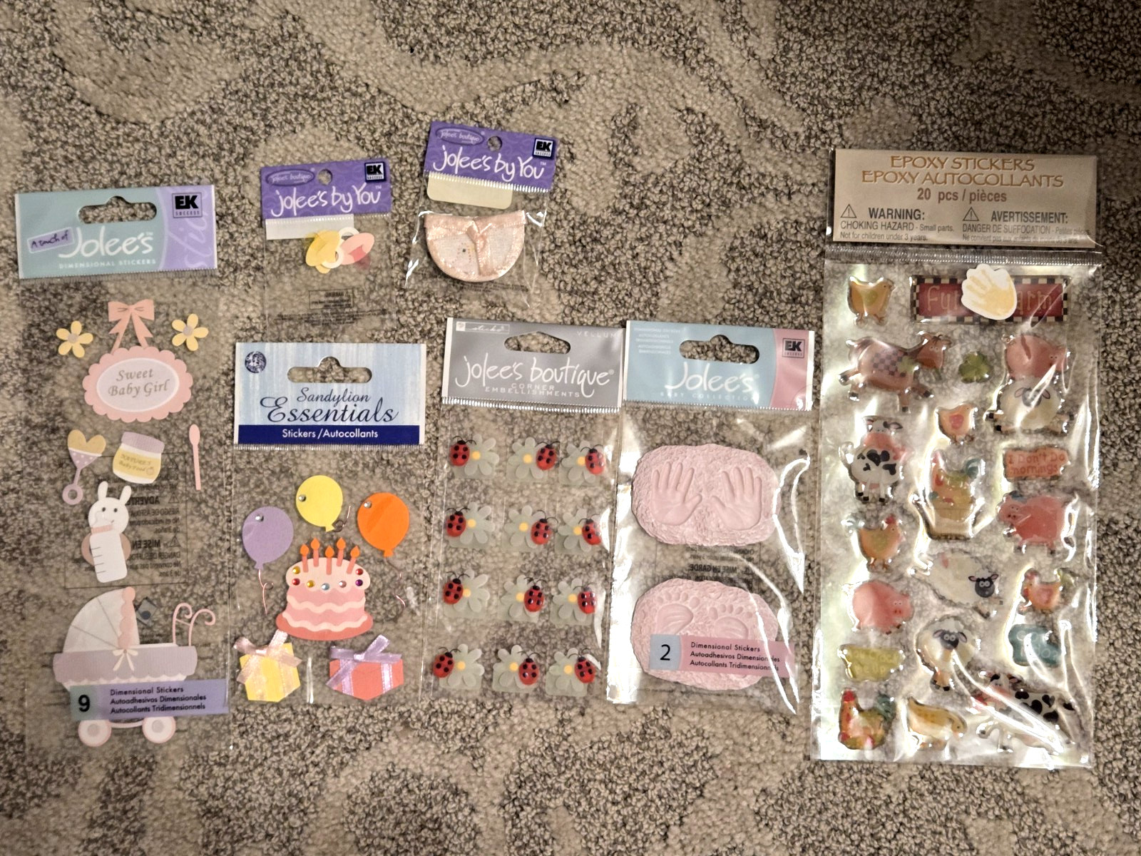 Baby Girl Stickers JOLEES/die cuts/newborn Scrapbook Lot