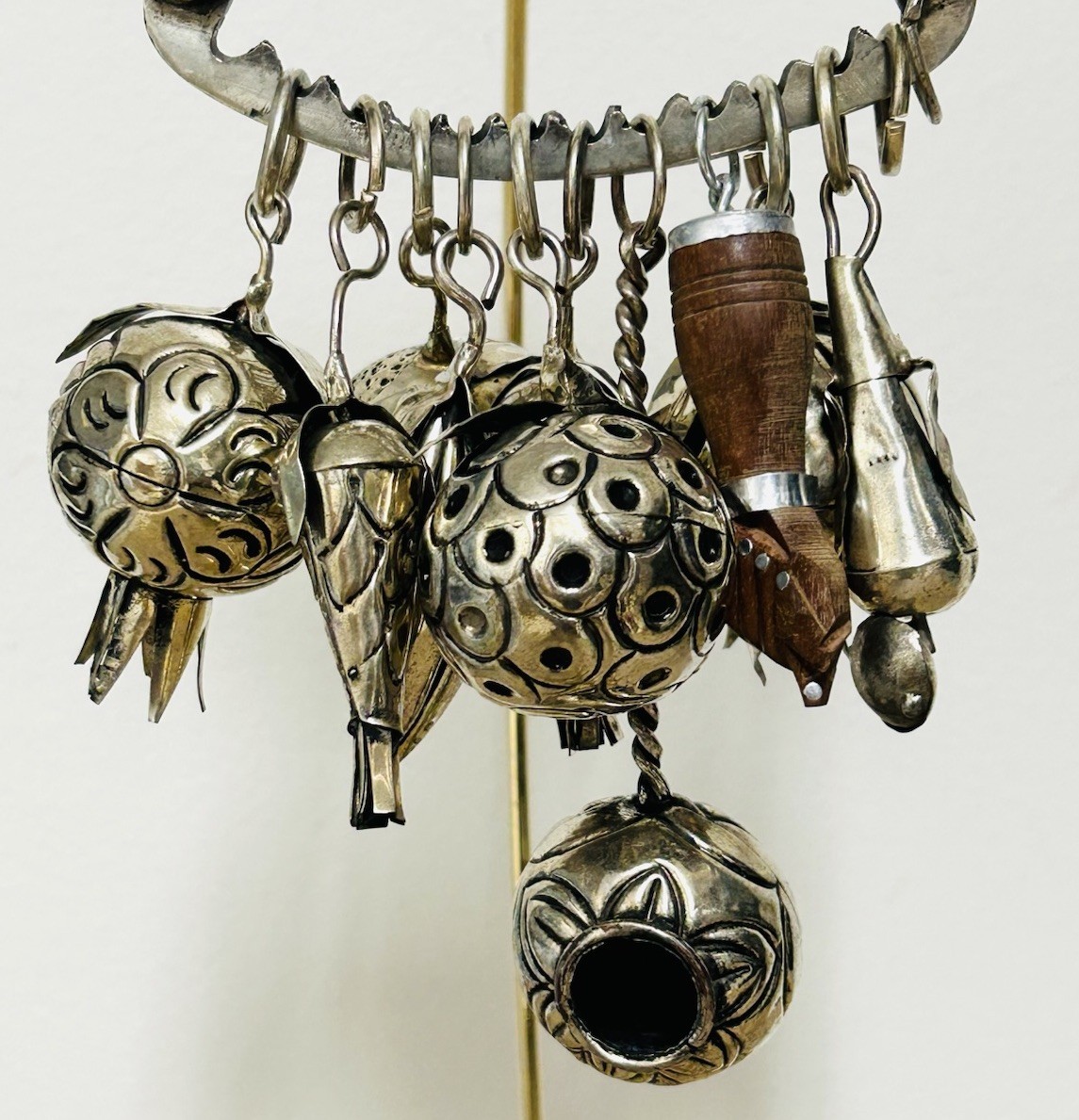 Vintage Brazilian Penca de Balangandãs – Silver Hanging Amulet 10 Charms