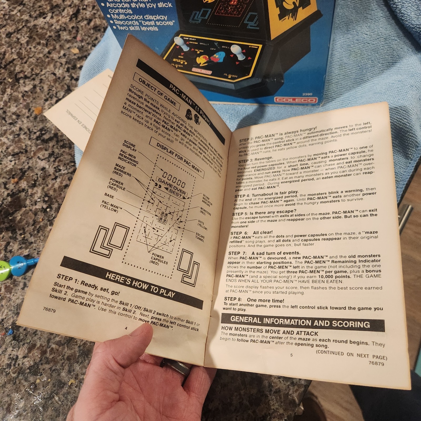 Vintage Pac-Man Mini-Arcade (Midway, Coleco) + box, manual, warranty card; Works