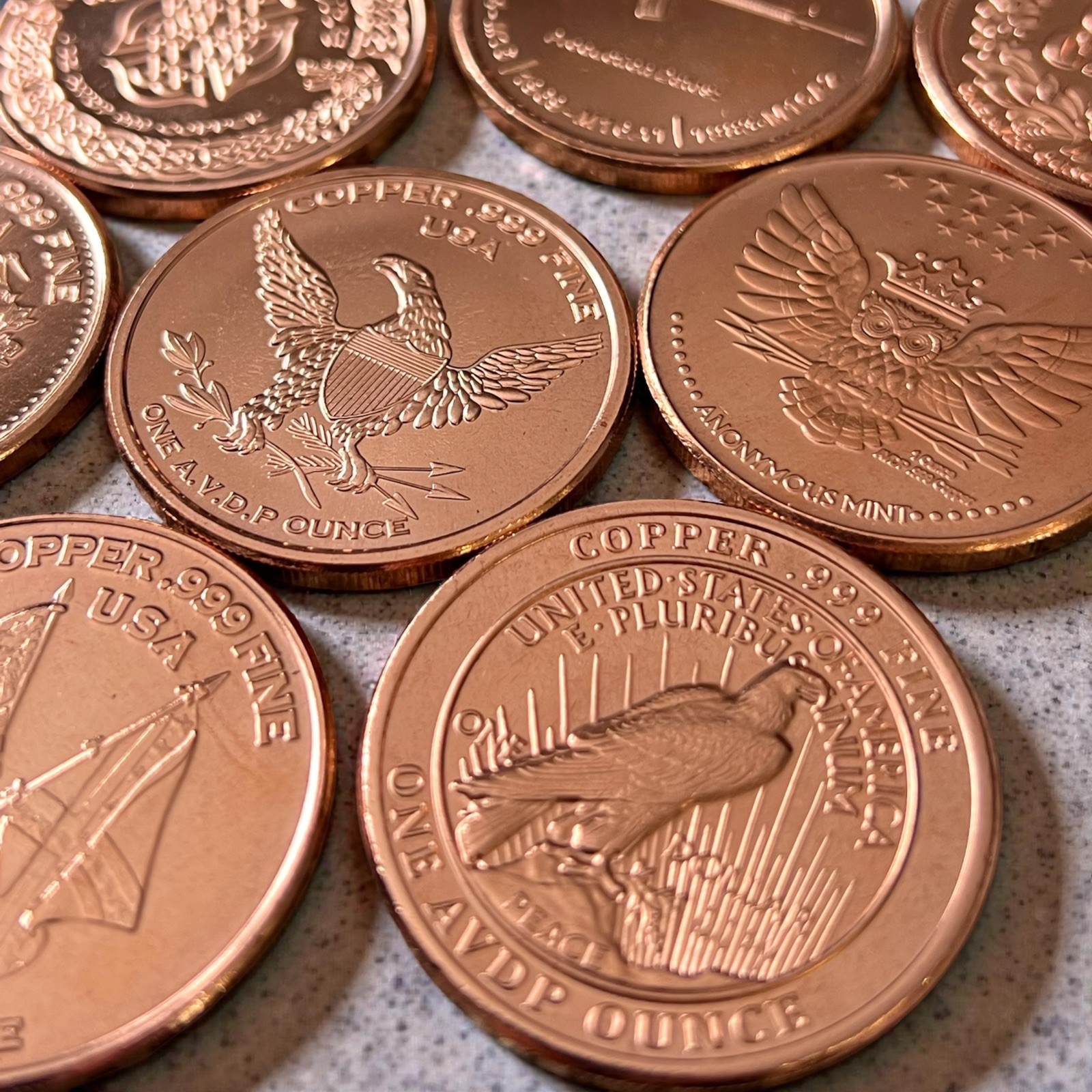 (100) PACK - Sellers Choice - 1 OZ COPPER ROUND - BULLION - 5 different designs