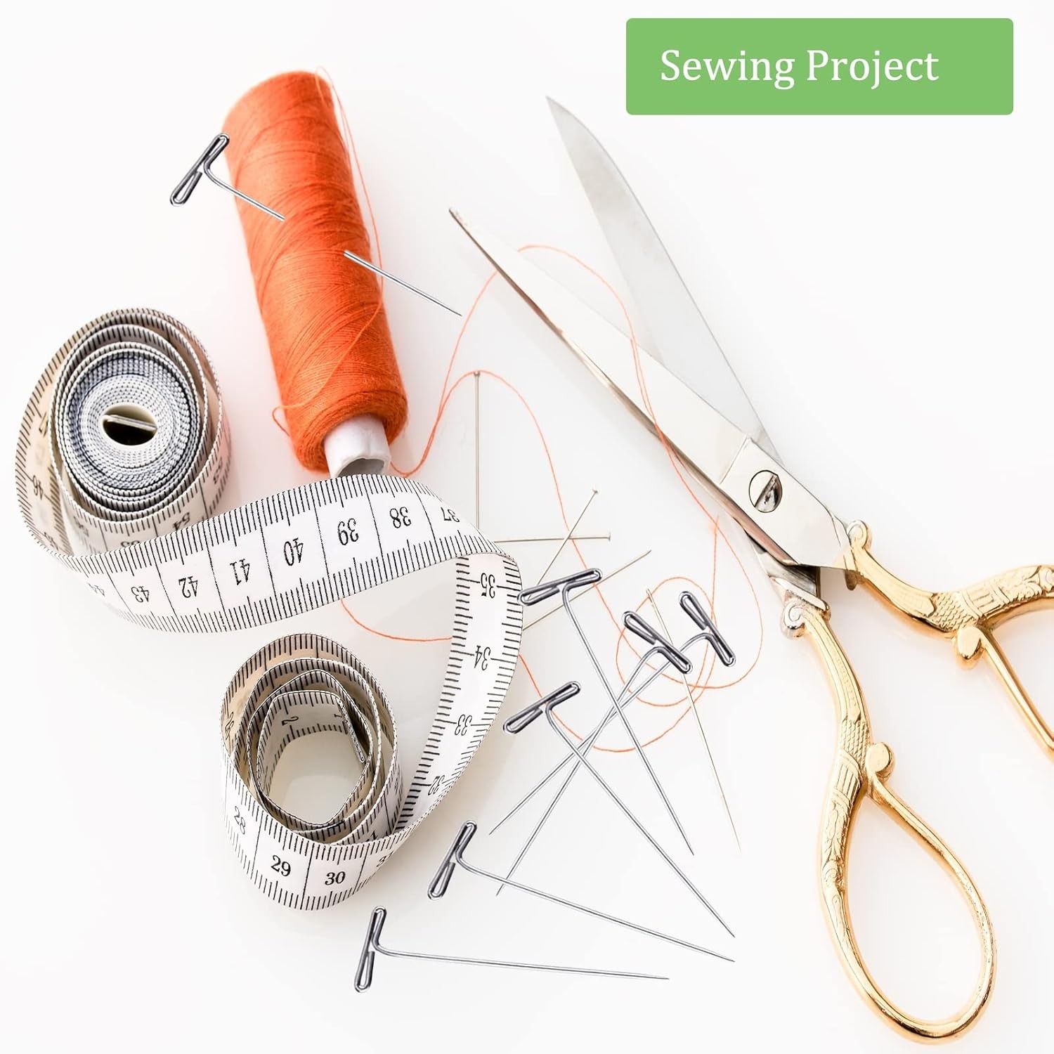 T Pins, 100Pack 1.5 inch Wig Pin, Stainless Steel T-pins for Blocking Knitting,