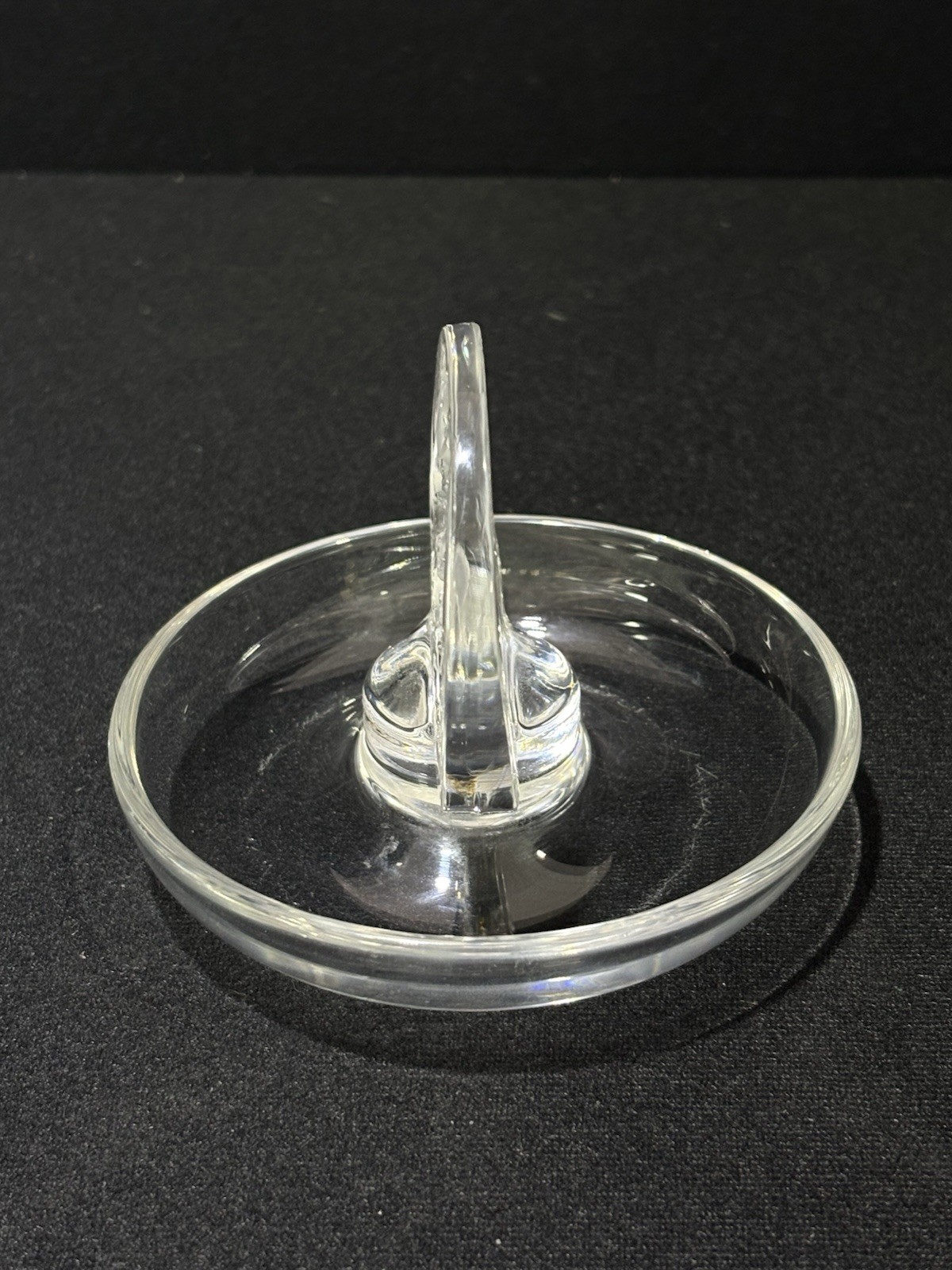 Vintage Lalique France Crystal Ship Etched Trinket Ring Dish Holder Pin Tray