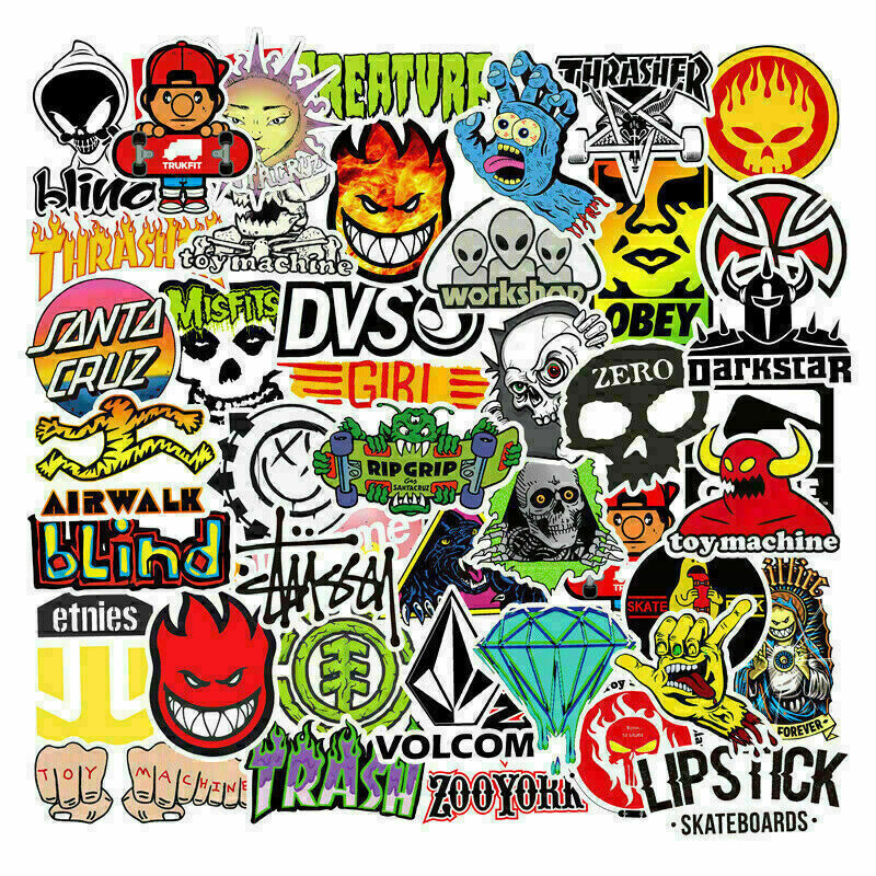 100 Pack Skateboard Stickers Bomb Luggage Laptop Graffiti Tide Brand Decals Lot