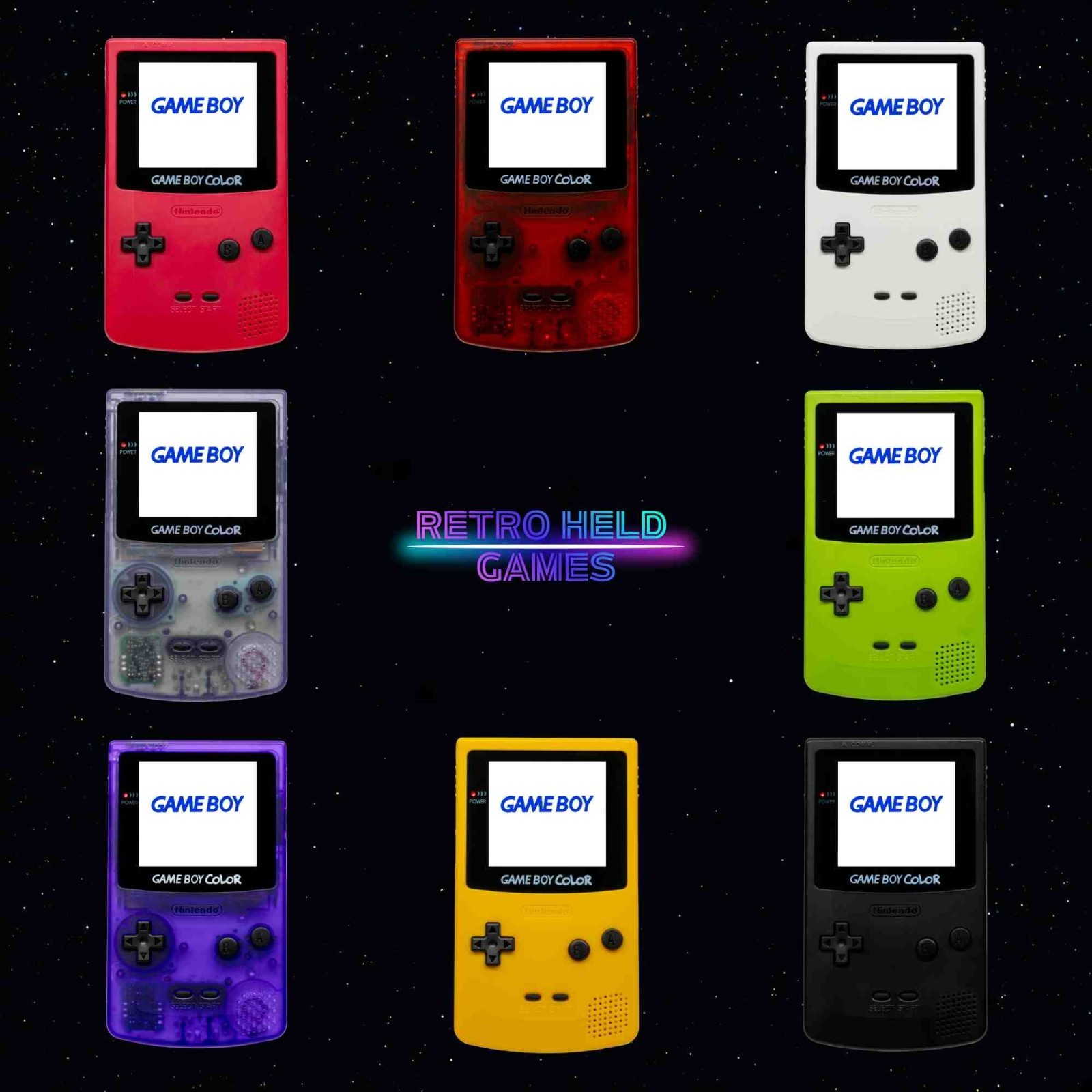Gameboy Color GBC Console with Backlit OLED Screen Optional USB-C Battery