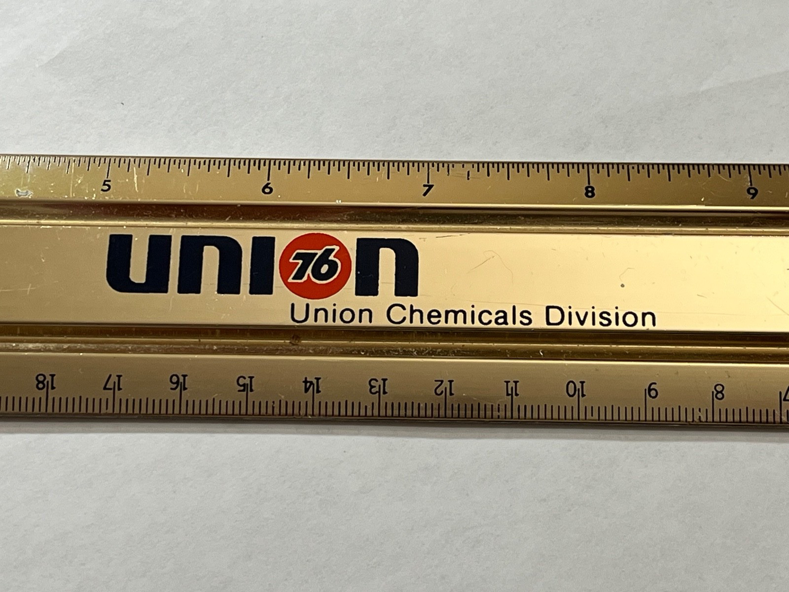 Union 76 Gold Tone Metal 12" Ruler