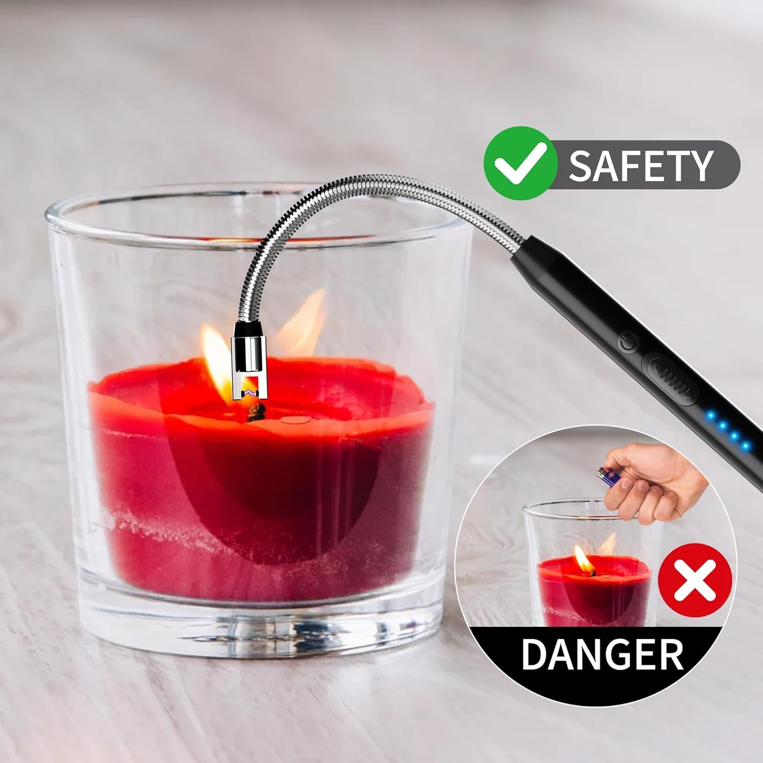 2-Pack Rechargeable Electric Candle Lighters, Flameless Windproof Long Lighter w