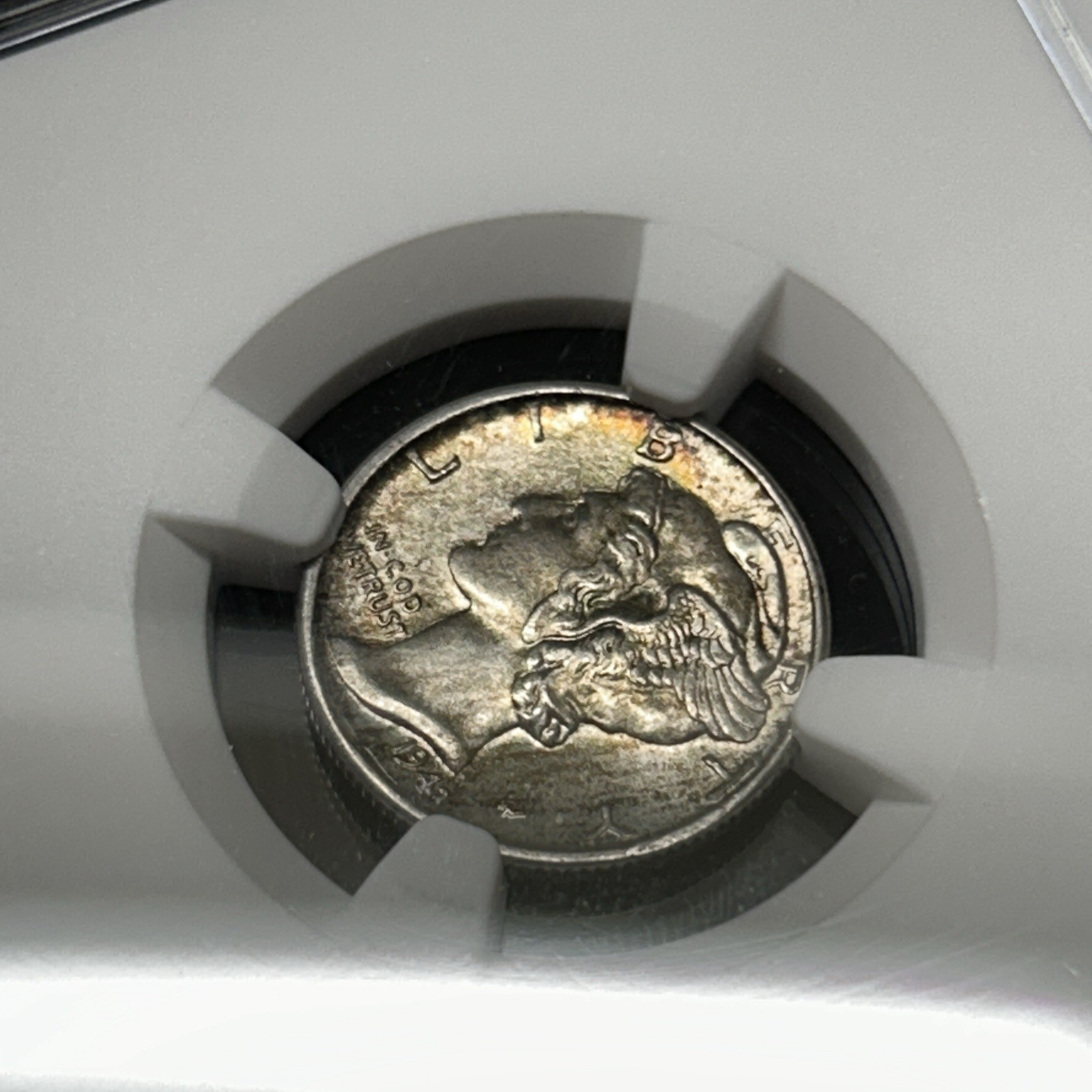 1943-P NGC MS64 10C Mercury Silver Dime Original Bag Fragment with Toning