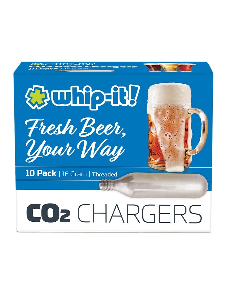Whip-It! Universal CO2 Beer Chargers, bike tire inflator 16g Threaded, 20-pack