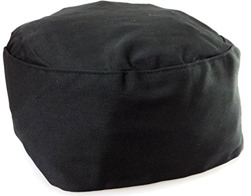Black Chef Hat with Elastic Back One Size Cooking Cap, New