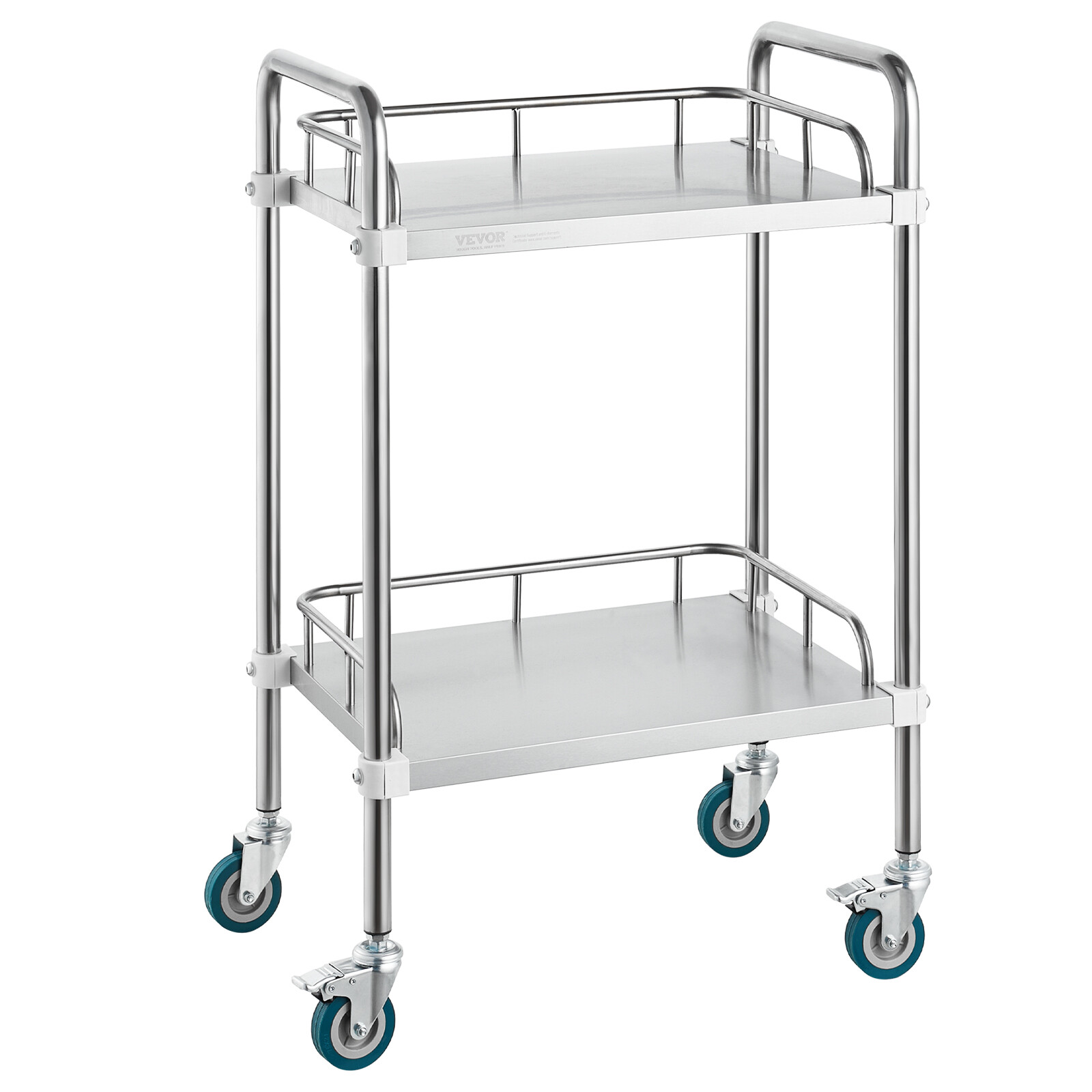 VEVOR Lab Rolling Cart 2-Layer Stainless Steel Medical Dental Lab Serving Cart