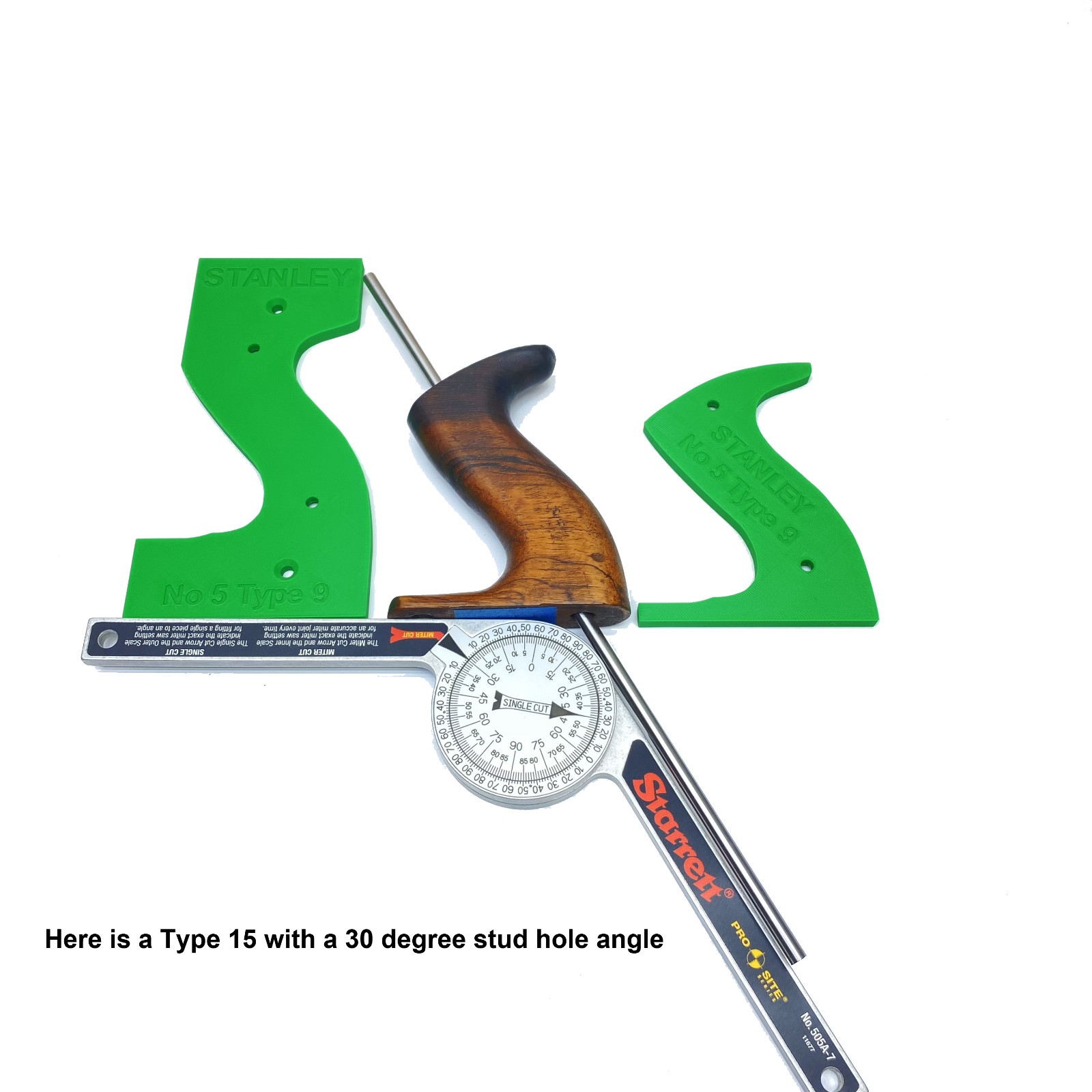 Stanley Plane Tote Drilling Jig Angle Blocks with Knobs and Thrust Bearings