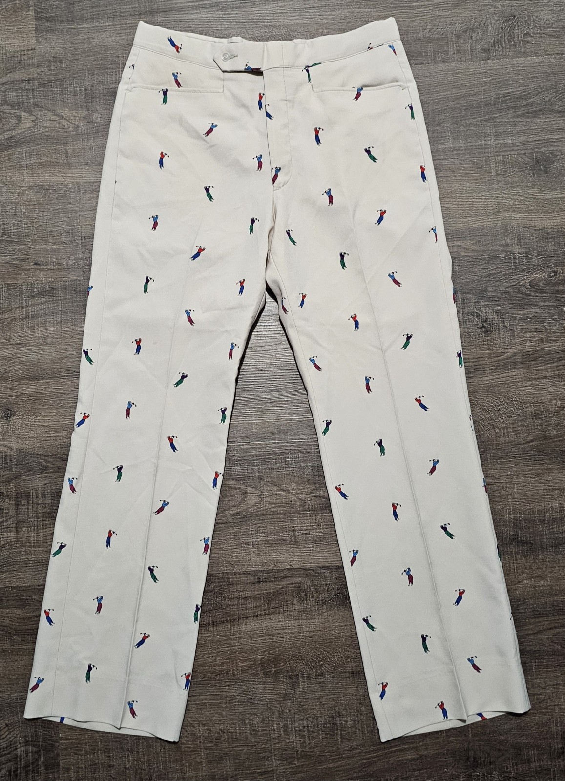 Vintage Sansabelt Golf Pants • Mens 32x32 • Light Beige • AOP • Jaymar Roby Inc.