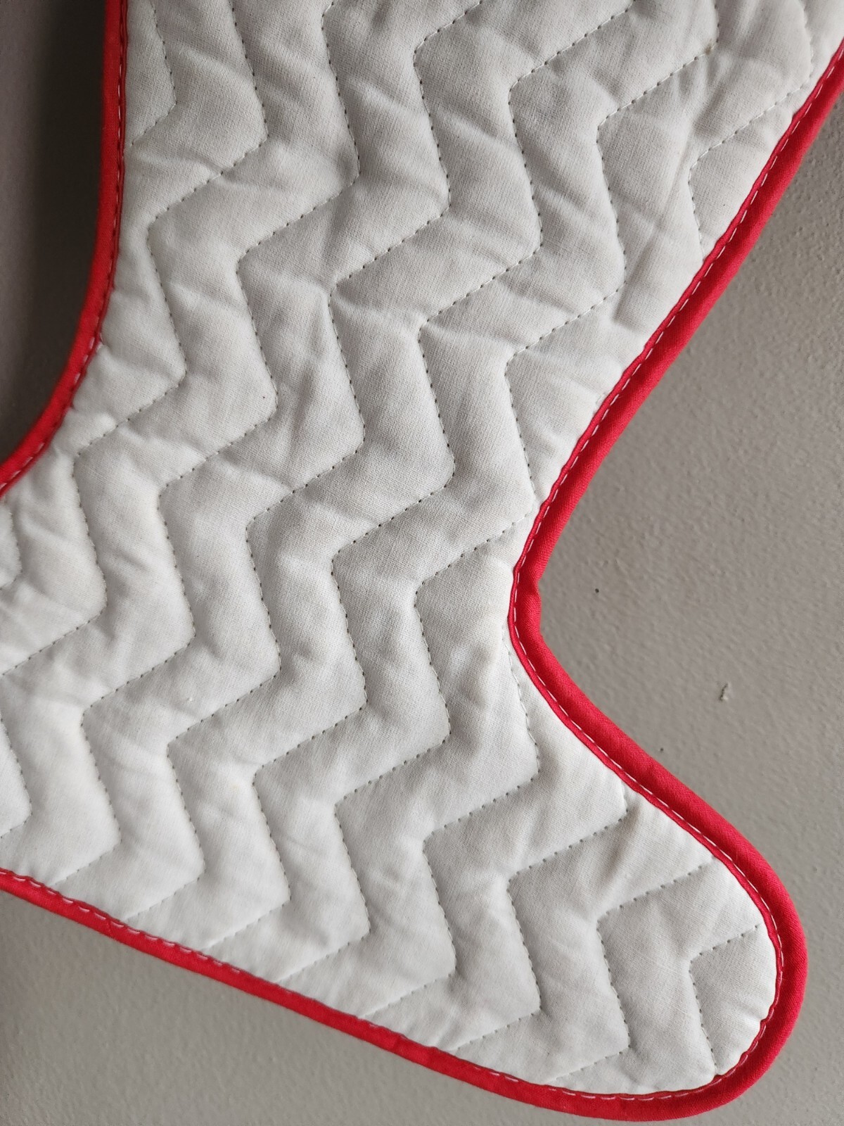 Christmas Stocking White with Green Wreaths & Red Poinsettia Pattern