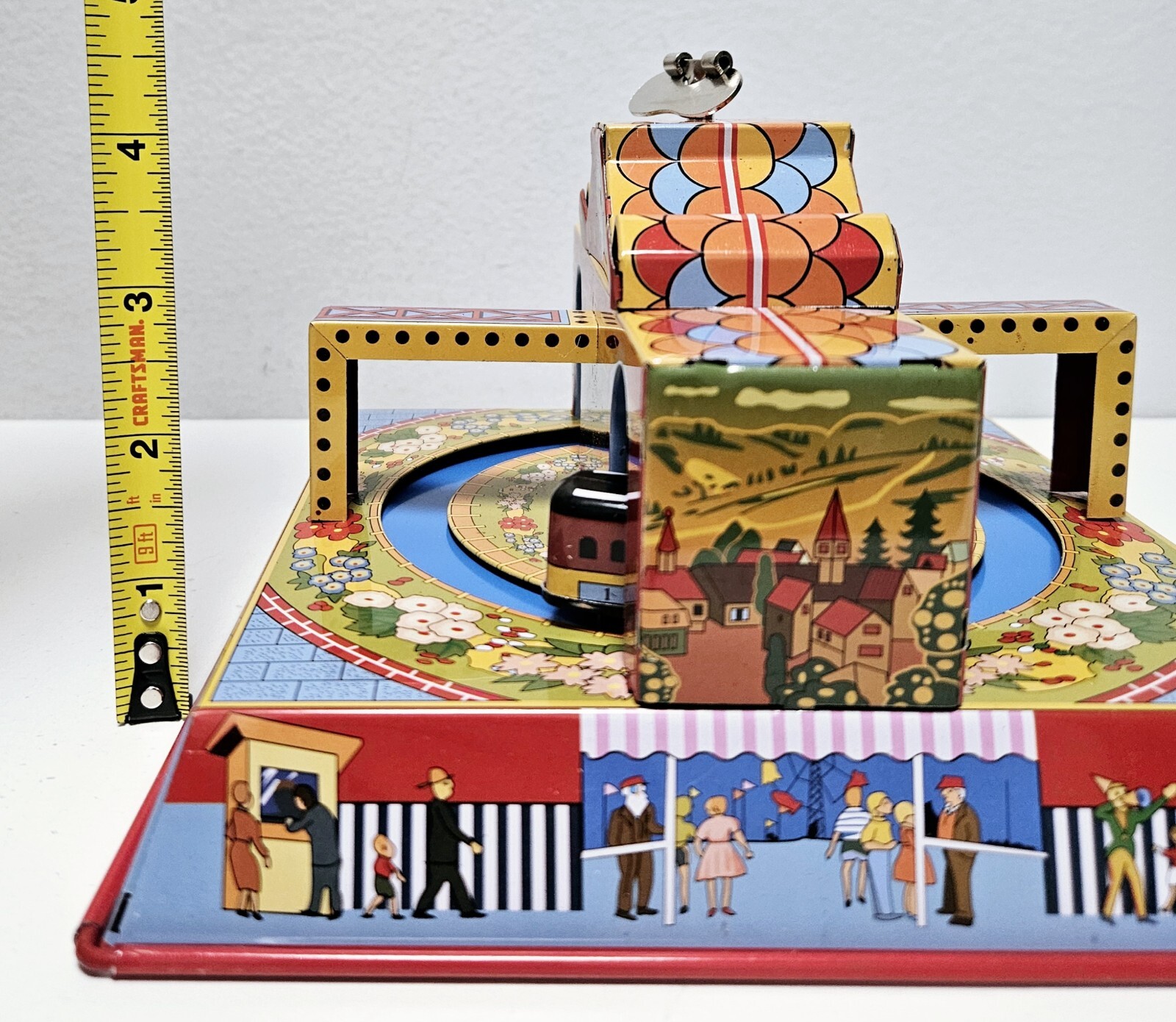 Merry Town Mechanical Wind-Up Tin Toy with Original Box by Ha Ha Toy