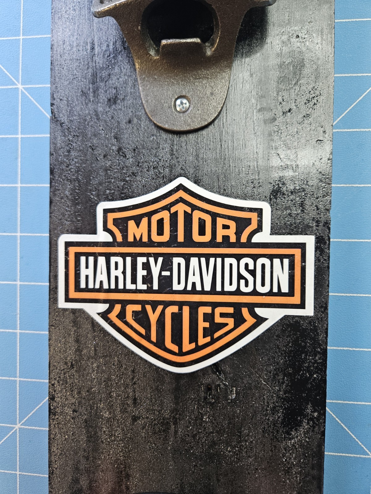 Harley Davidson Wooden Sign Bottle Opener Man Cave Garage Decor NEW