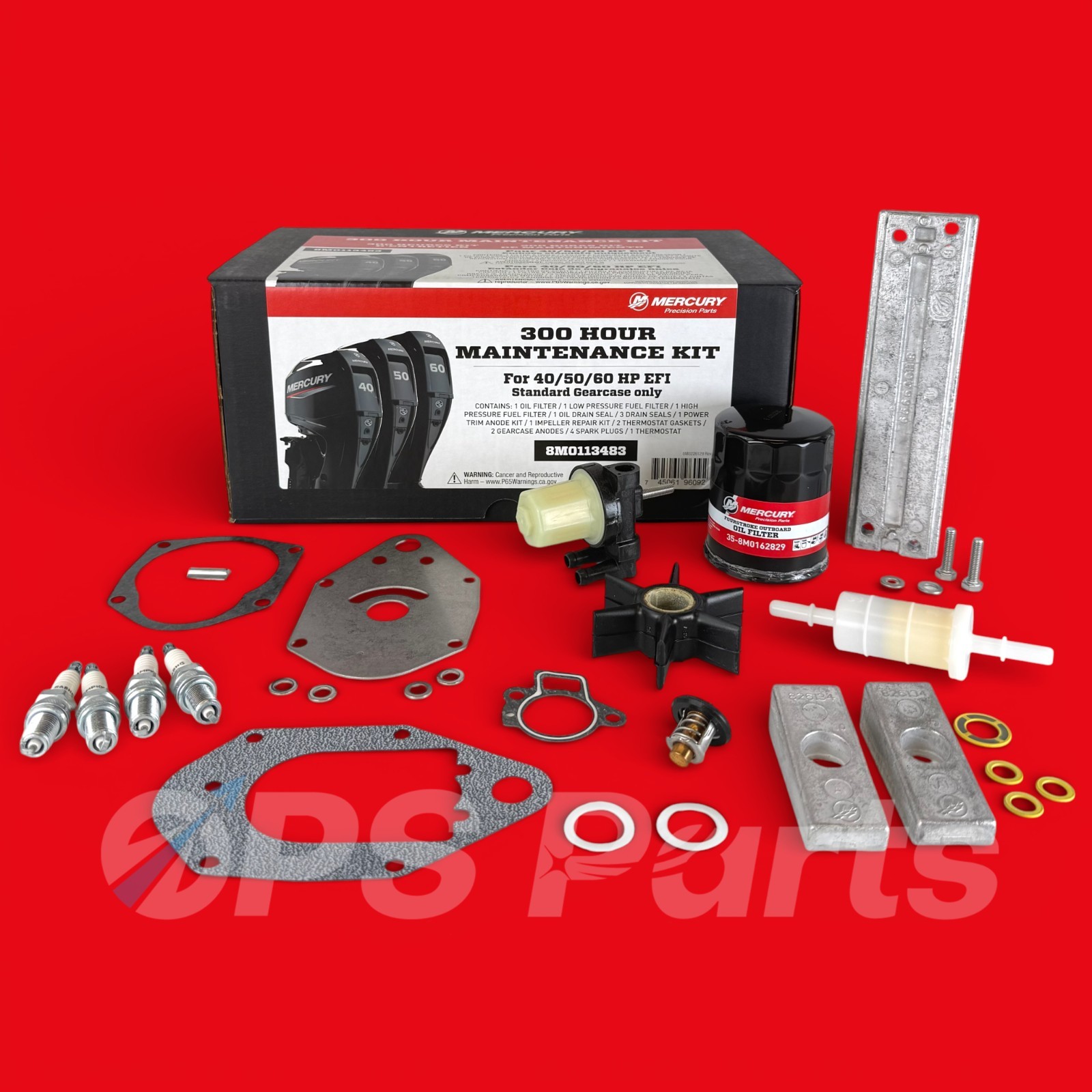 OEM Mercury 300 Hour Maintenance Kit 40-50-60 HP EFI 4 Cyl. 4-Stroke 8M0113483
