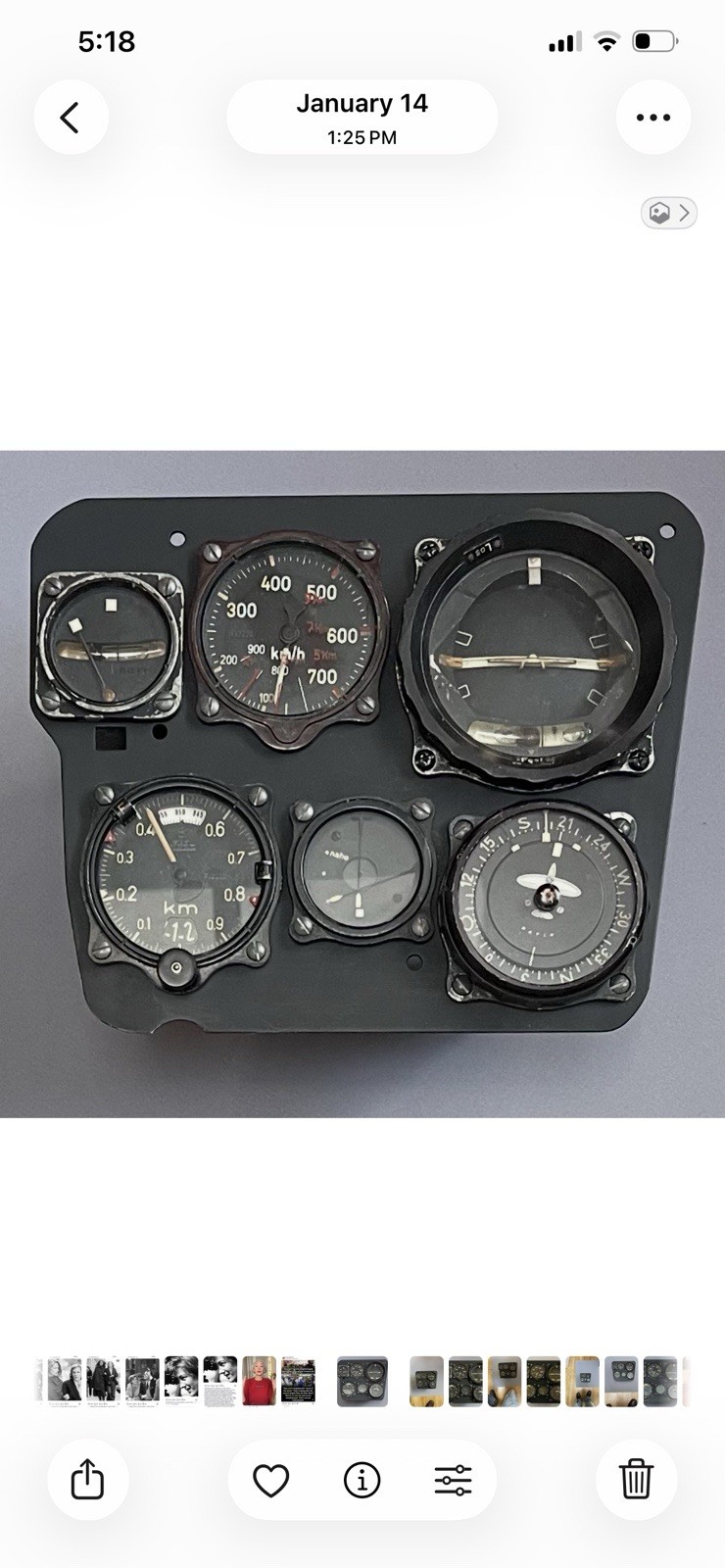 WW II German Aircraft Instrument - Artificial Horizon Wendehorizont Fl 22411-1