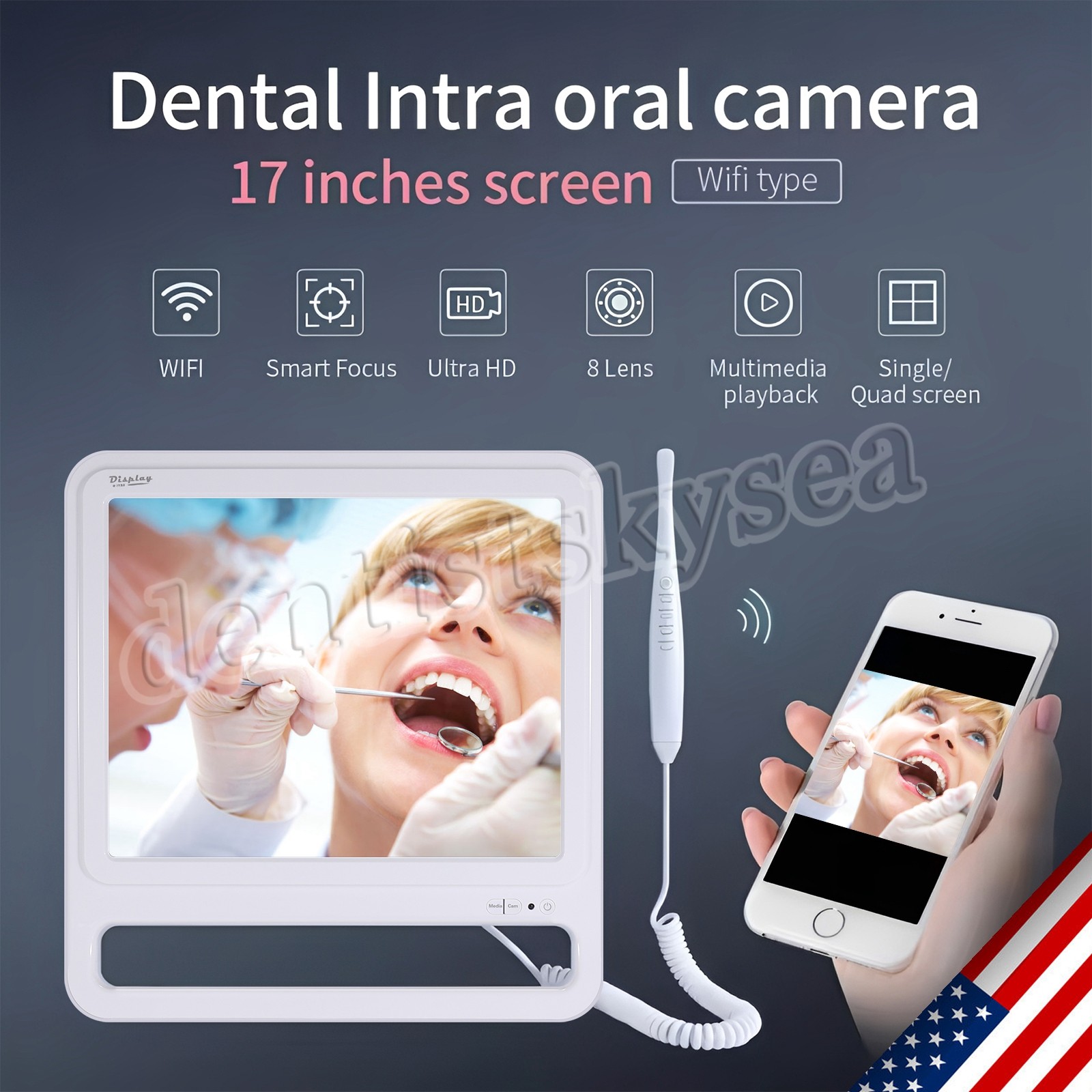 17 Inch Dental Intra Oral Intraoral Camera WIFI High Definition Digital Monitor