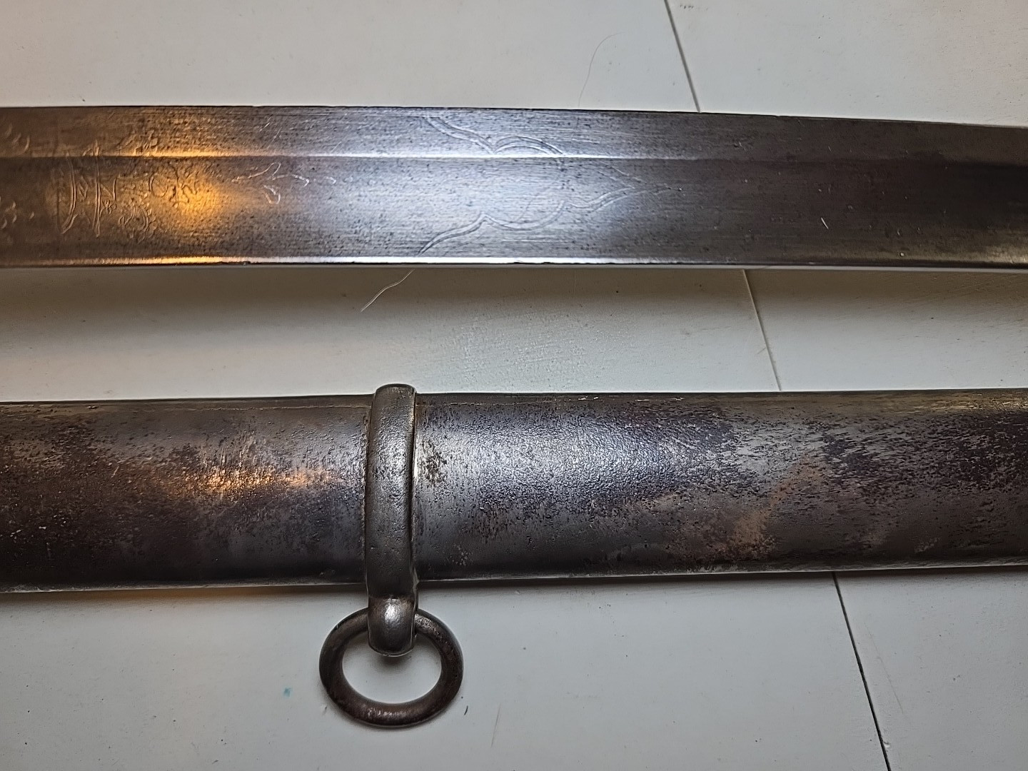 Pre-WWI British Pattern 1827 Volunteer Rifle Officers Sword w/Scabbard - Etched