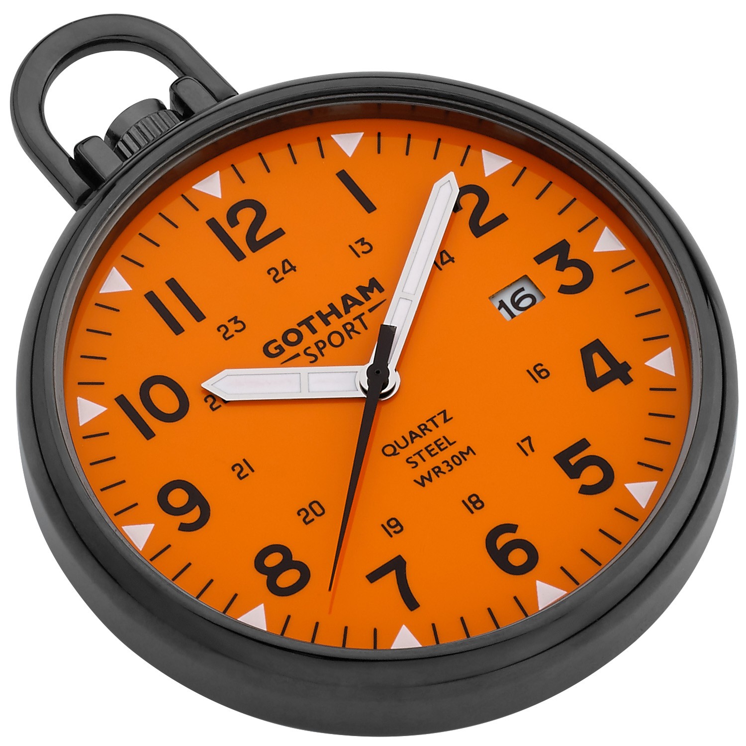 Gotham Men's Gunmetal Stainless Steel Analog Quartz Date Pocket Watch