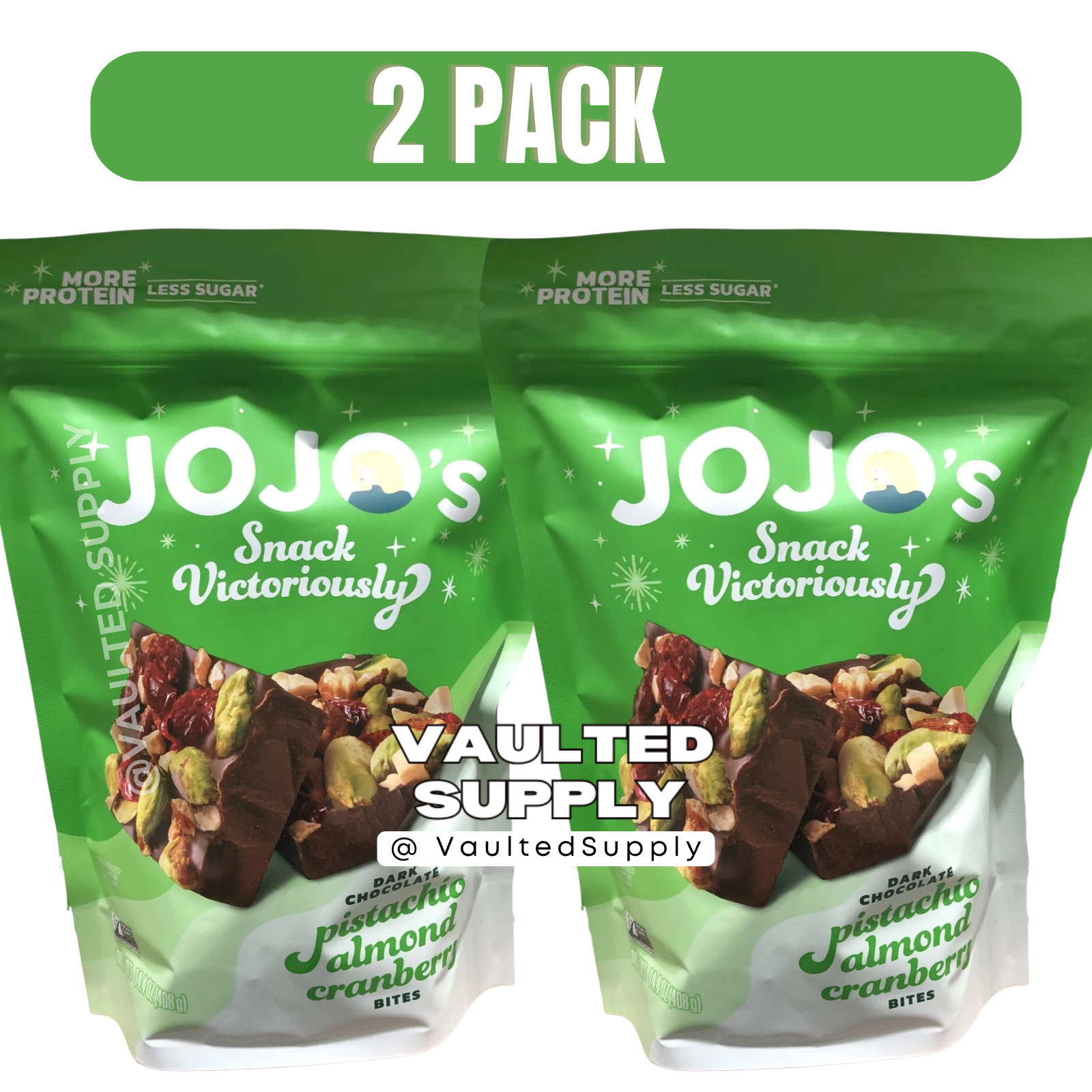 JOJO’s Dark Chocolate Pistachio Almond Cranberry Bites 2 Pack 14.4 oz Gluten Fre