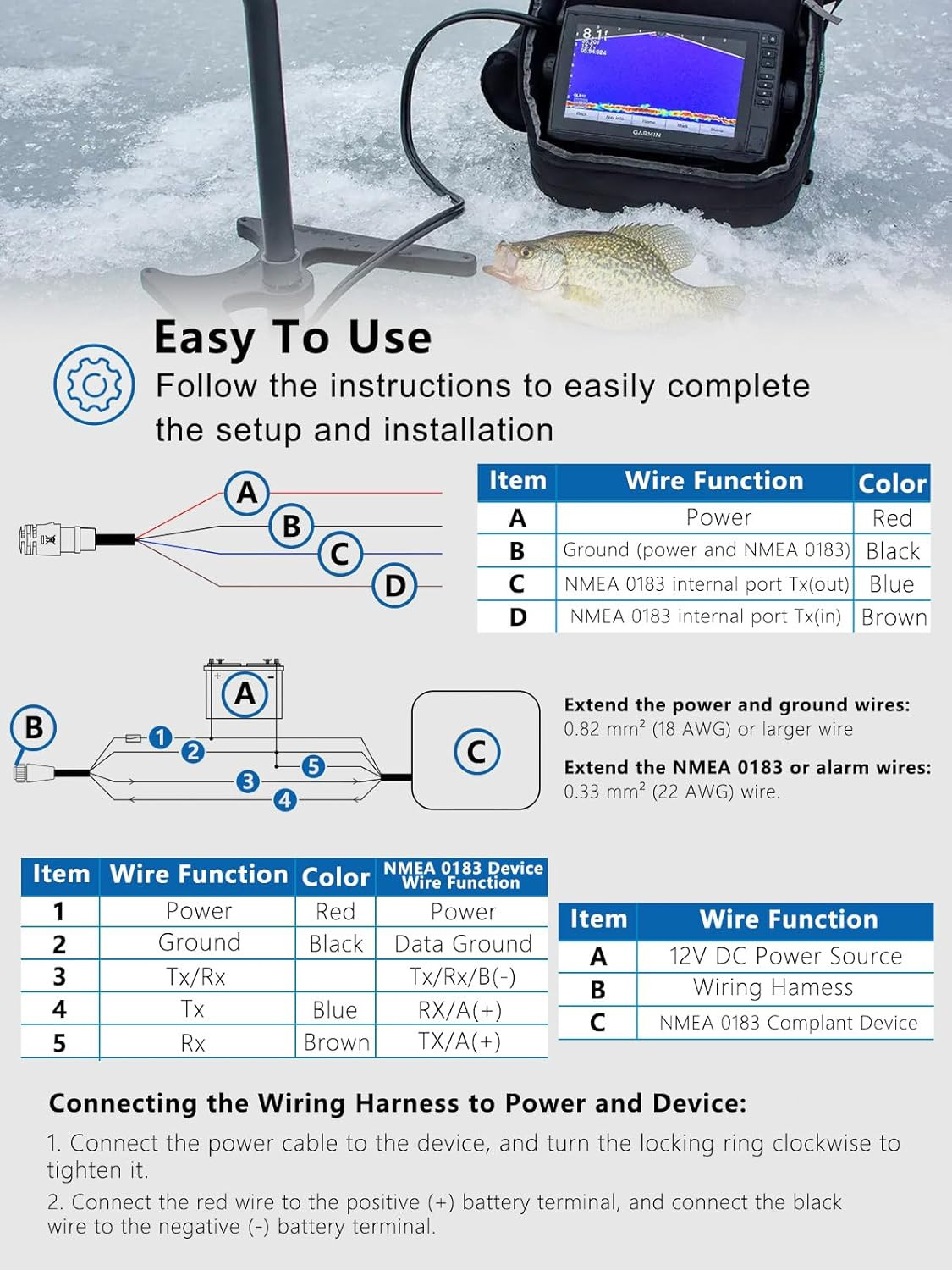 010-12445-00 Power/Data Cable for Garmin echoMAP Chirp/Plus/UHD GPSMAP Panoptix