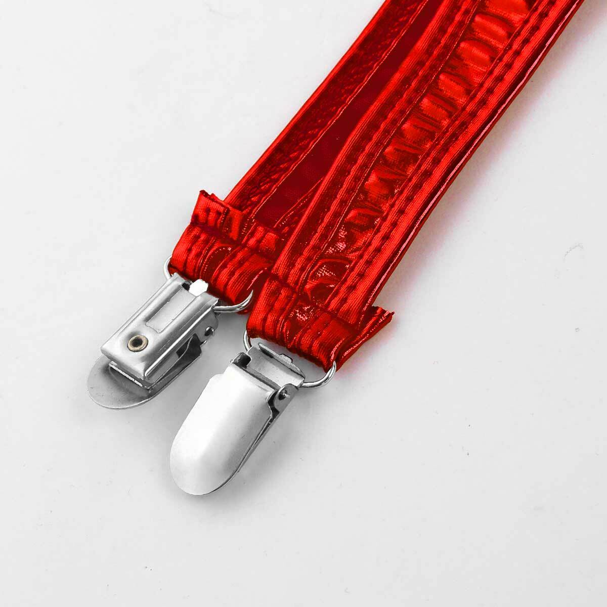 US Lady Shiny Metallic Garter Belt 4 Straps Duck-Mouth Clips Thigh High Stocking