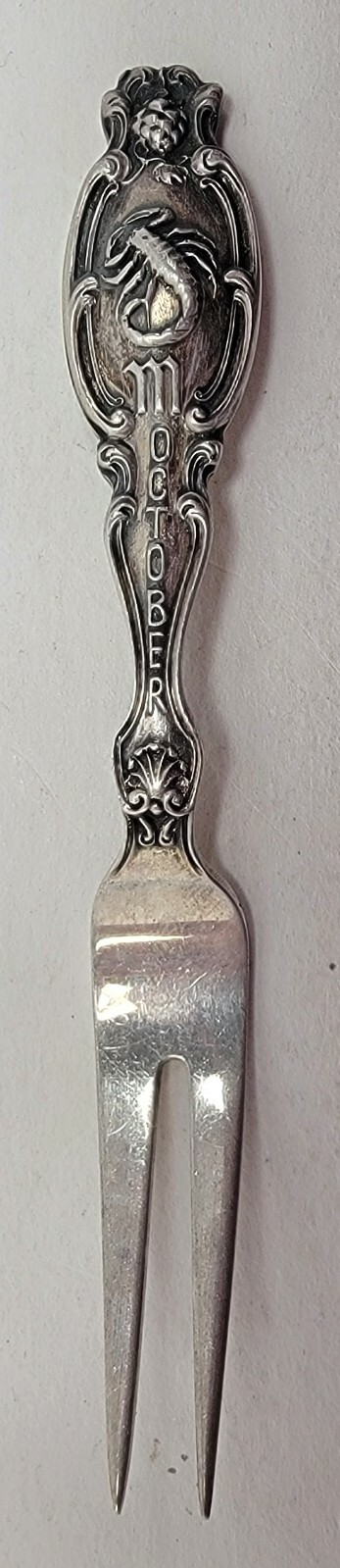 Gorham Sterling Silver Zodiac October Strawberry 2 Tine Fork