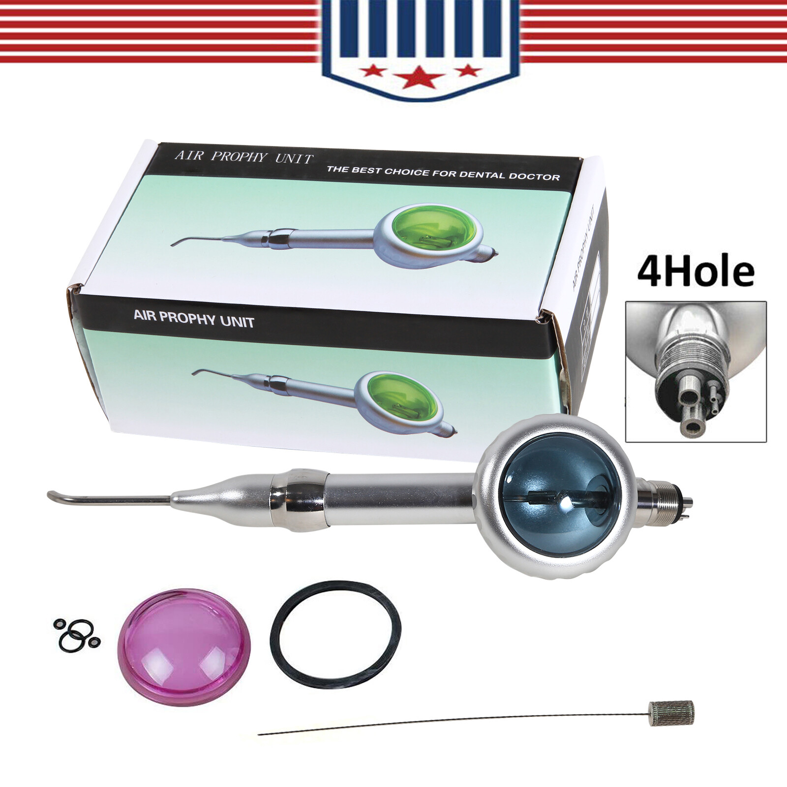 2X Dental Air Polisher Teeth Polishing Handpiece Hygiene Prophy 4 Holes w/ Tips