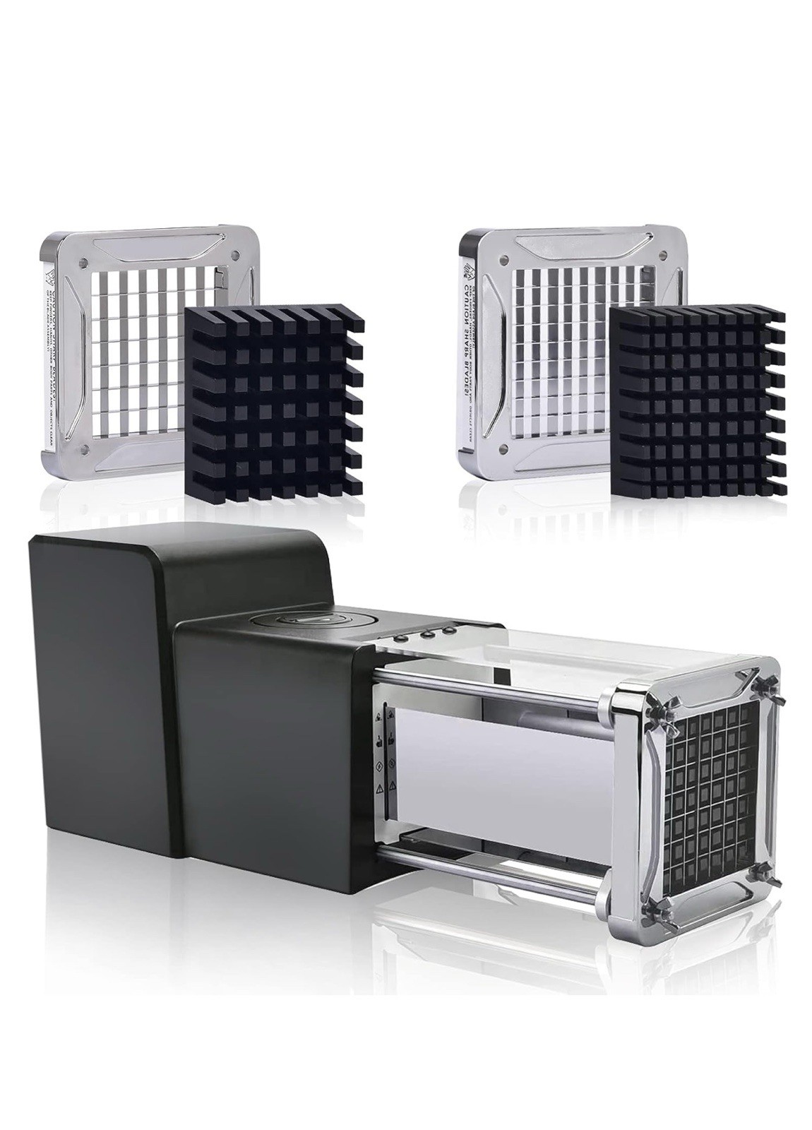 Electric French Fry Cutter, Stainless Steel Potato Cutter with 1/2 & 3/8 Blade